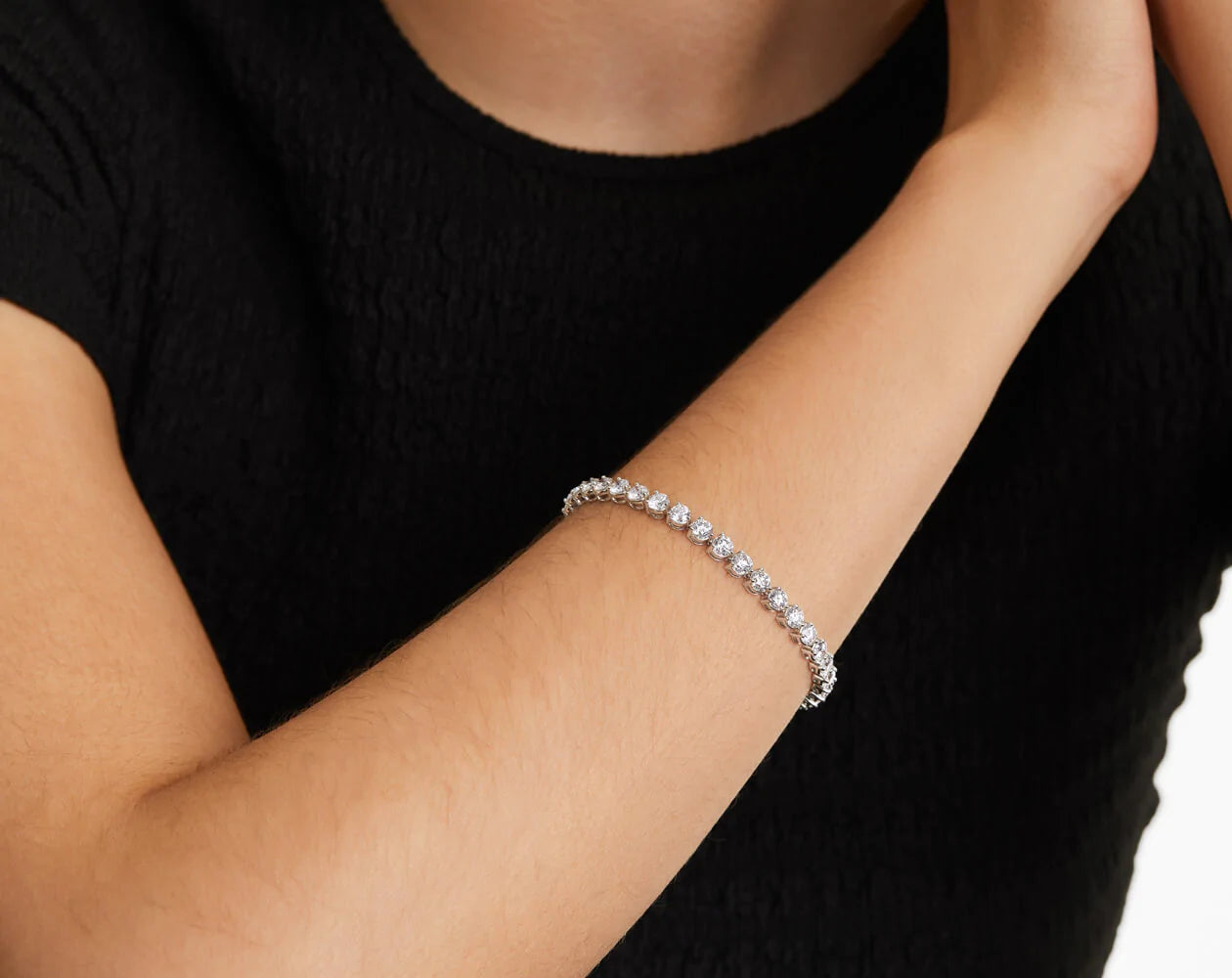 Pulseira Riviera Três Pontas De Diamante Ouro Branco 18K 800pts