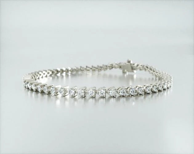 Pulseira Riviera Três Pontas De Diamante Ouro Branco 18K 200pts