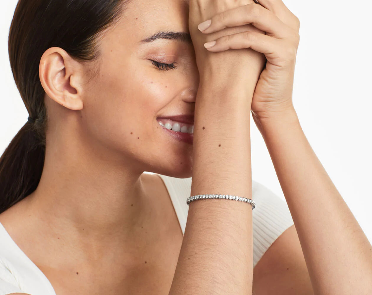 Pulseira Riviera De Diamantes 400pts Feminina Ouro Branco 18k