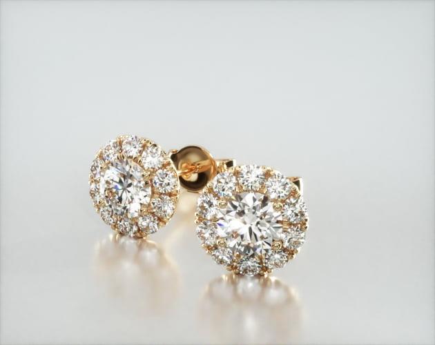 Brinco feminino de diamante Ouro 18k Solitario Brilhante 50 Pts o par
