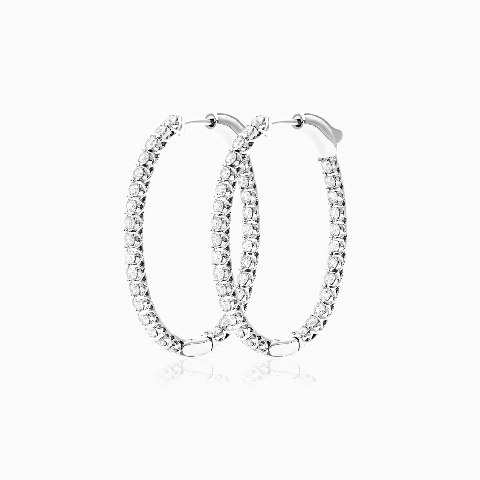 Brinco Argola De Ouro Feminino Brilhante Diamante 300 pts