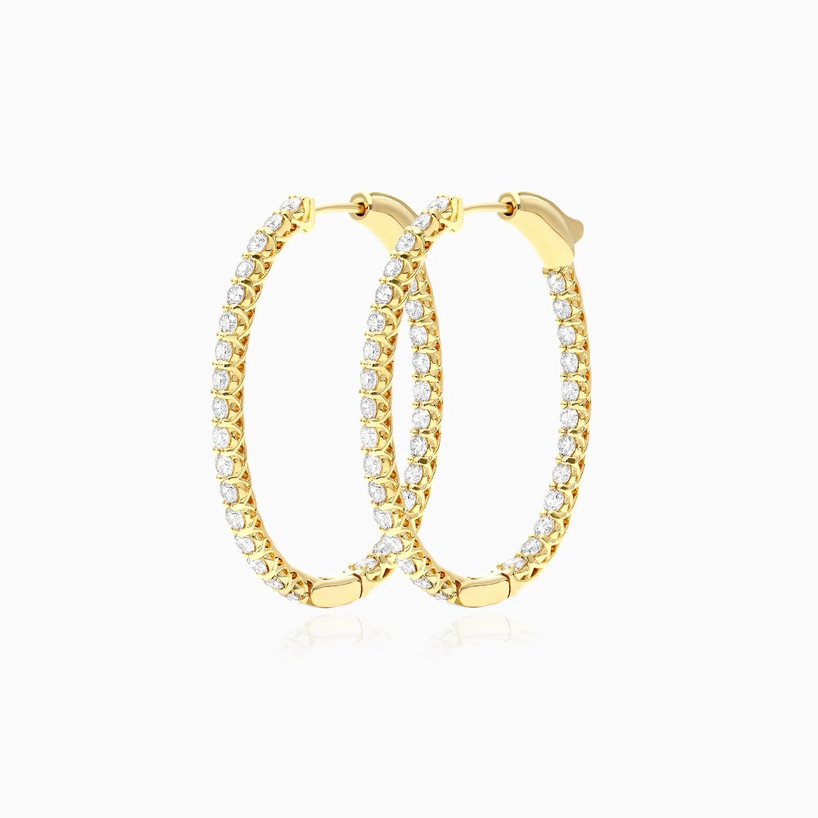 Brinco Argola De Ouro Feminino Brilhante Diamante 300 pts