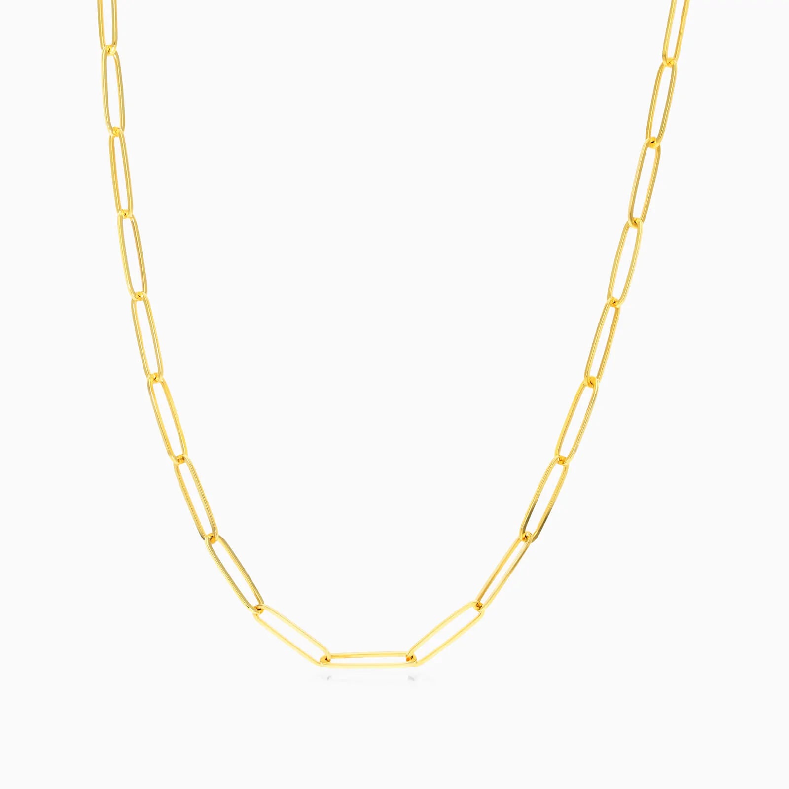 Corrente Feminina Elos De Clipes De Ouro Amarelo 18k De Luxo 2,6mm