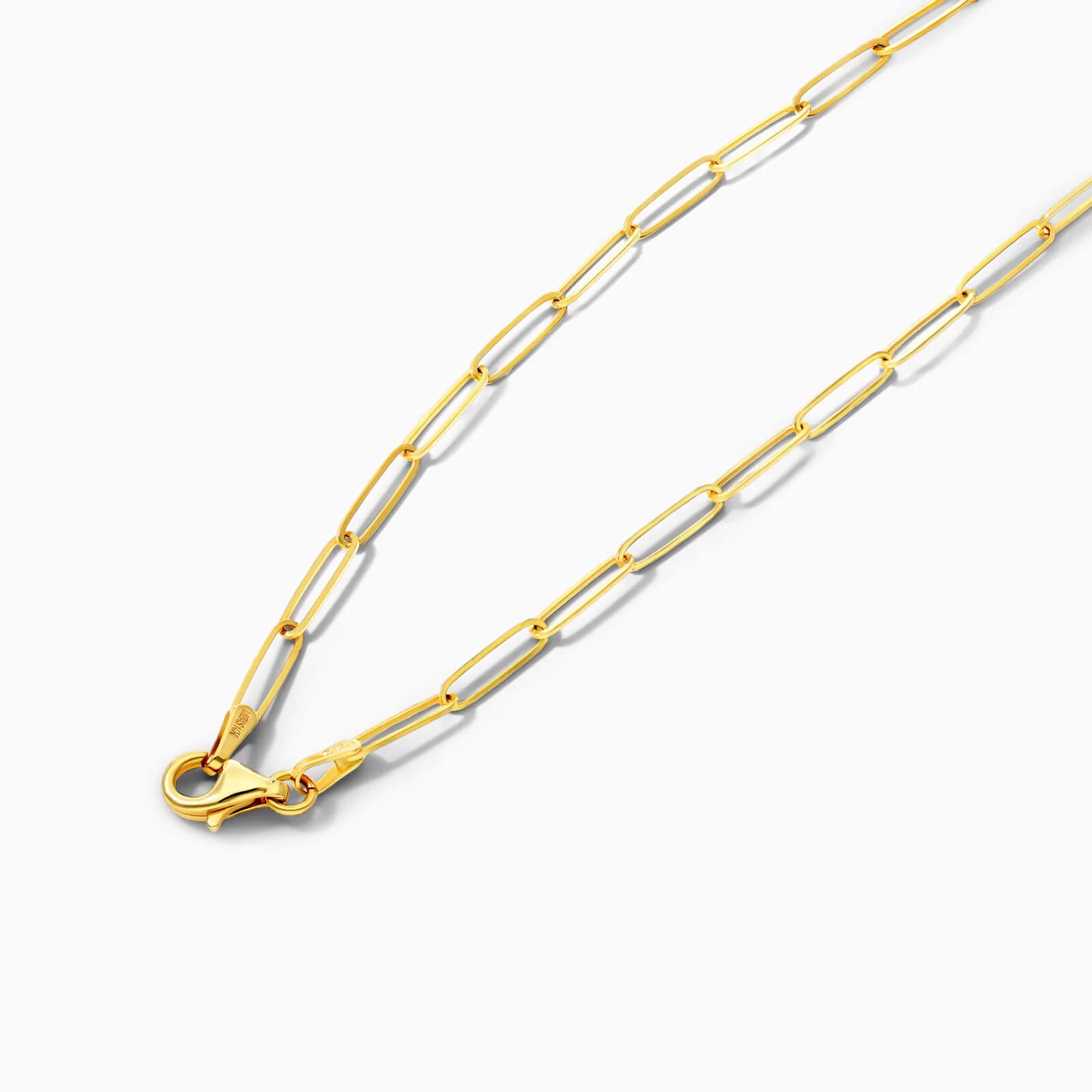 Corrente Feminina Elos De Clipes De Ouro Amarelo 18k De Luxo 2,6mm