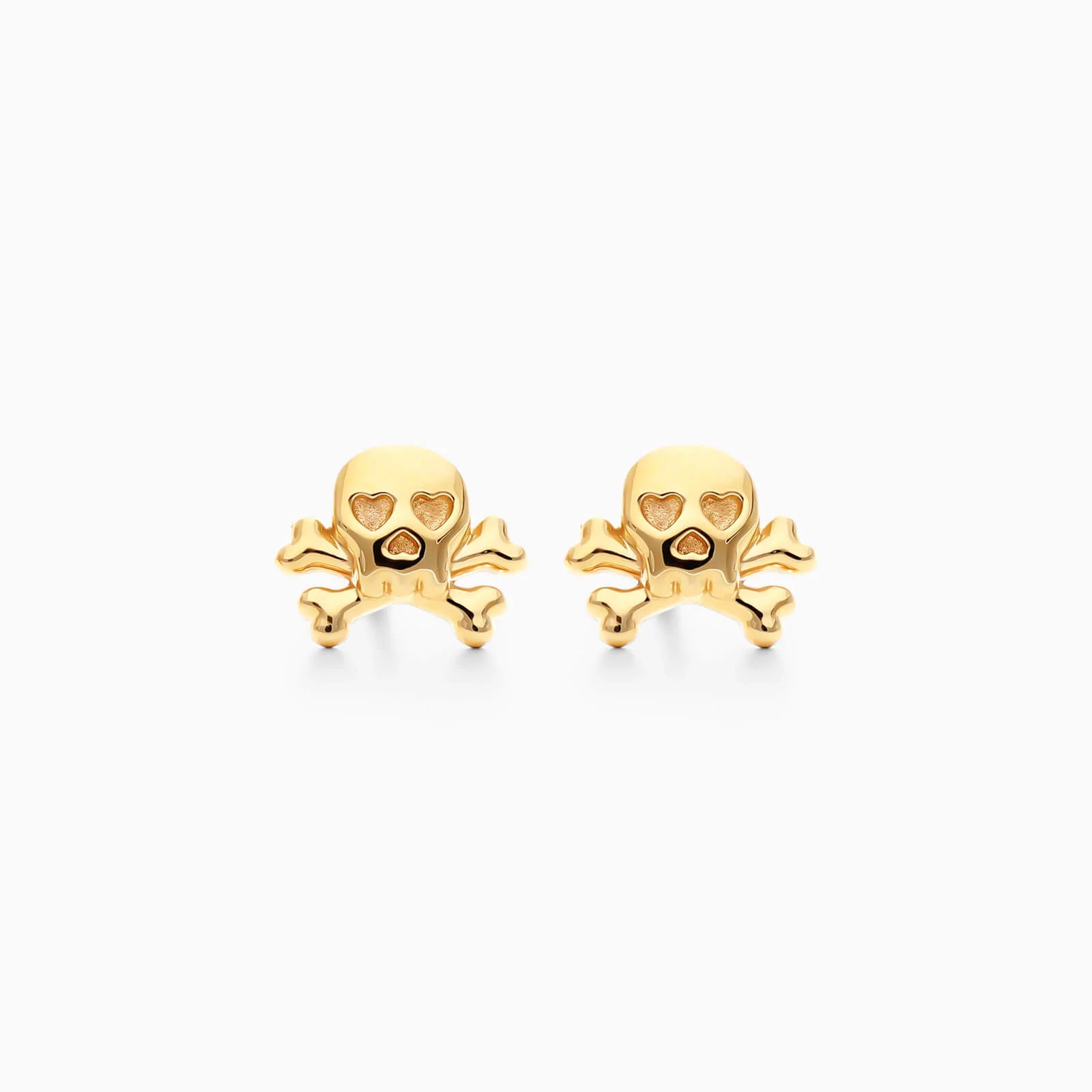 Brinco De Caveira em Ouro Amarelo 18k Com Coraçao
