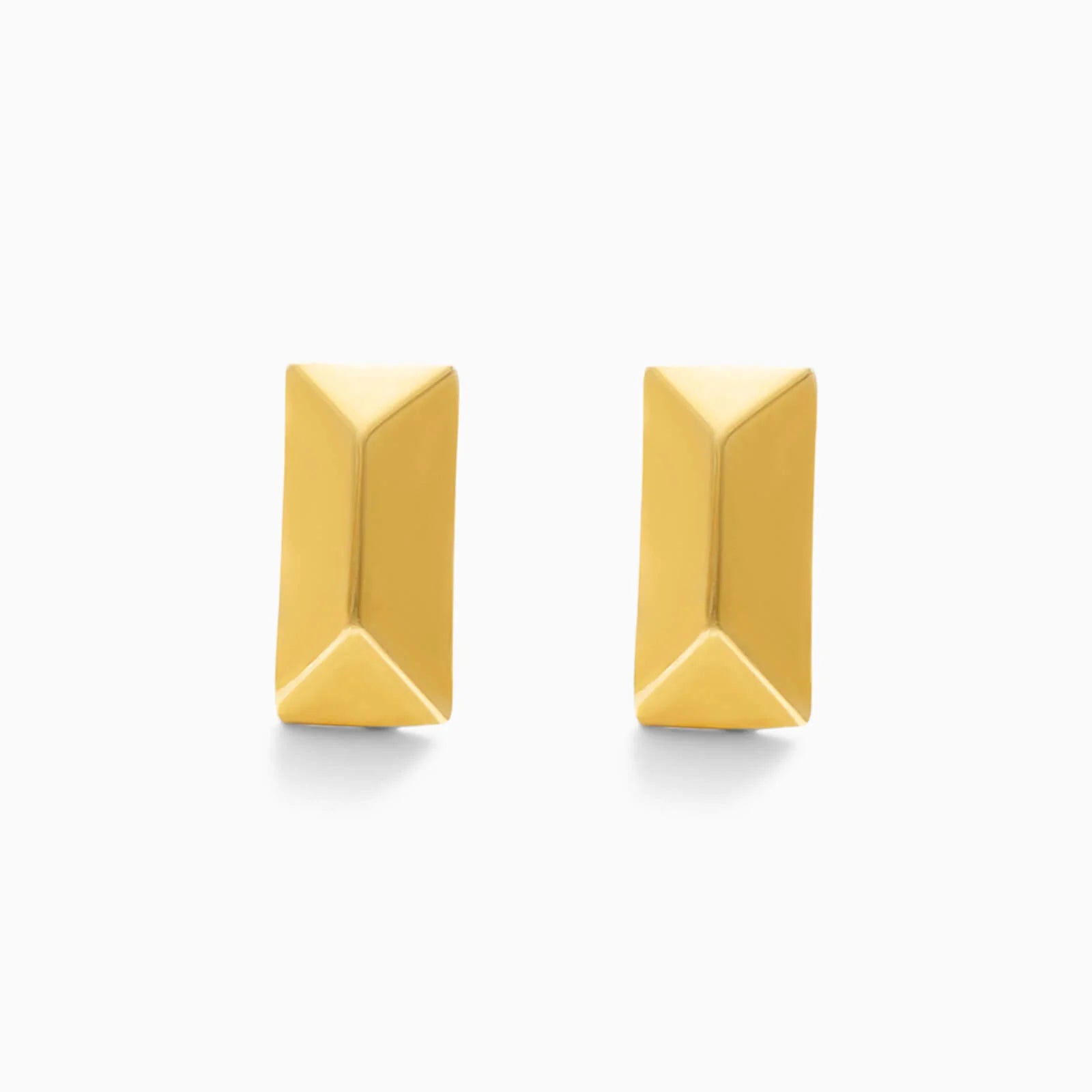 Brinco de Ouro Amarelo 18k Piramide Longa De Luxo