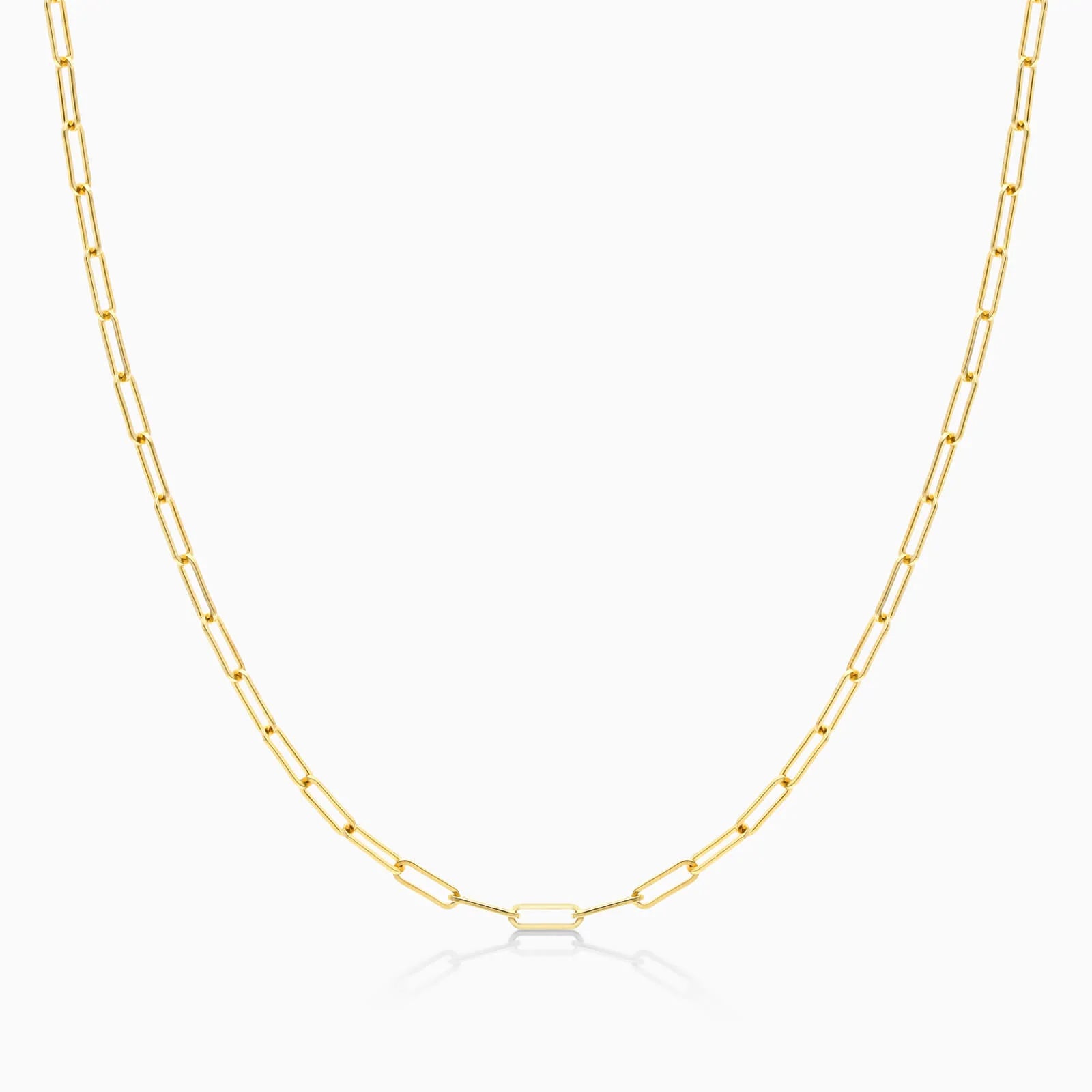 Corrente Feminina Elos De Clipes De Ouro Amarelo 18k De Luxo 1,5mm