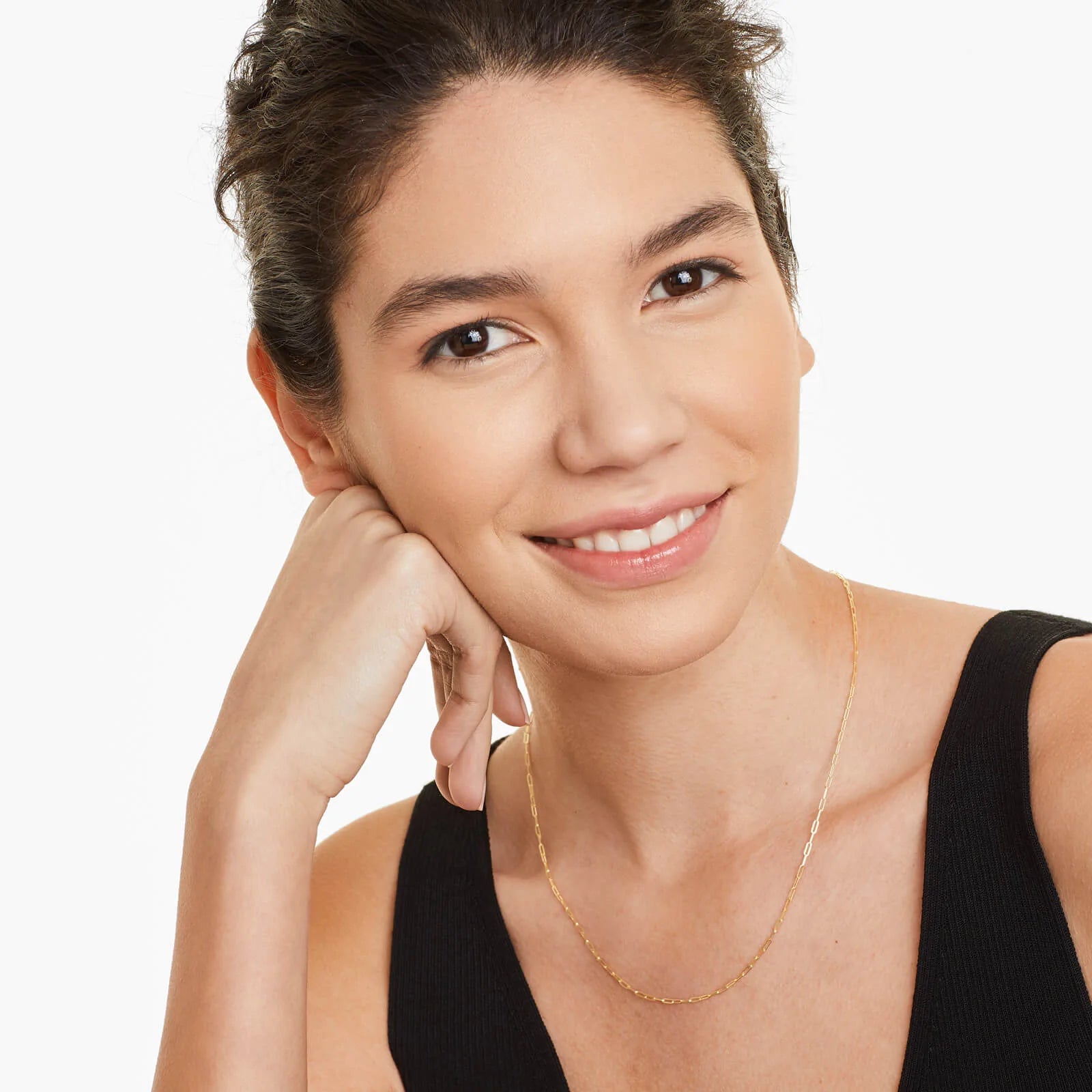 Corrente Feminina Elos De Clipes De Ouro Amarelo 18k De Luxo 1,5mm