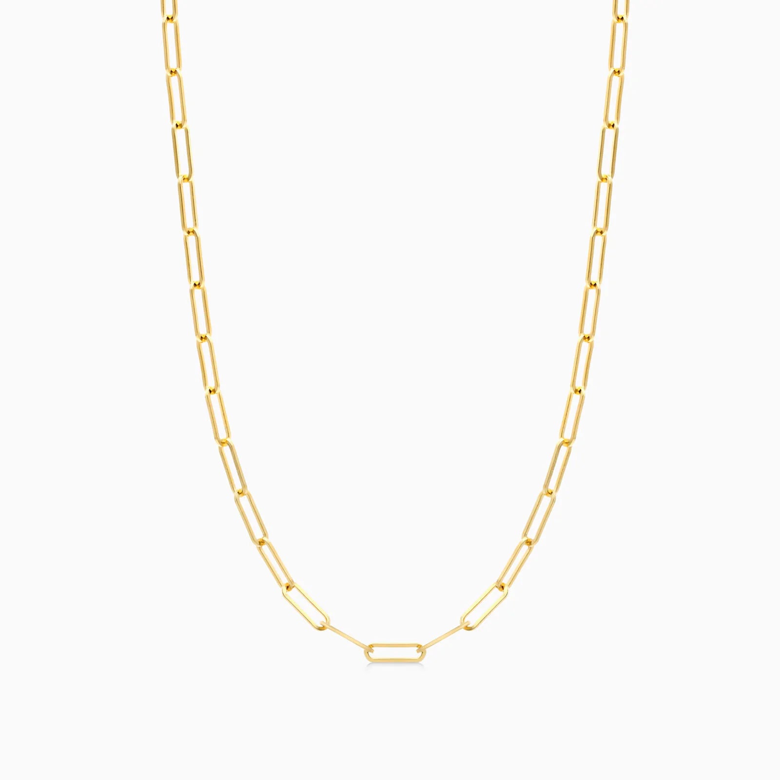 Corrente Feminina Elos De Clipes De Ouro Amarelo 18k De Luxo 2,1mm