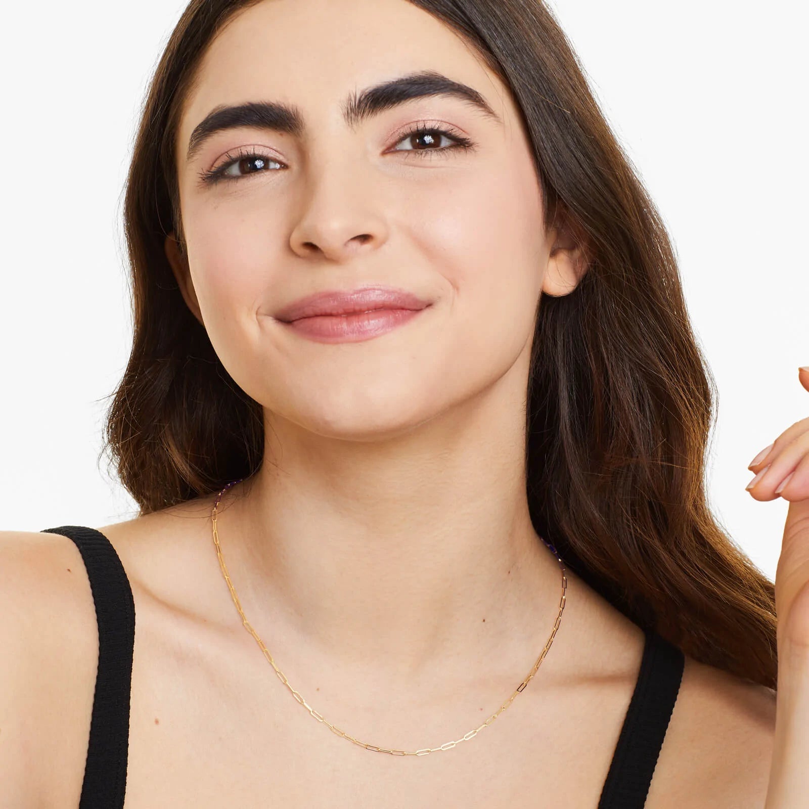 Corrente Feminina Elos De Clipes De Ouro Amarelo 18k De Luxo 2,1mm