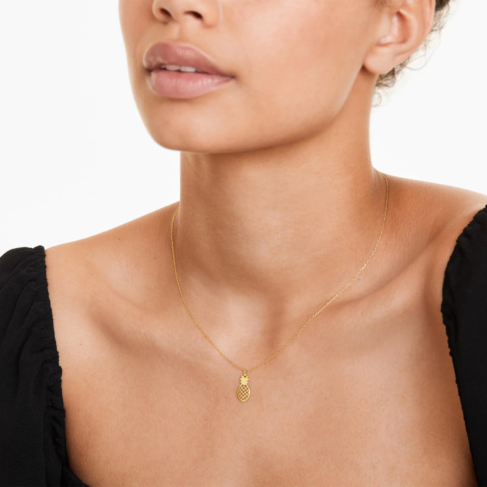 Colar Corrente De Ouro Amarelo 18k com Pingente de Abacaxi