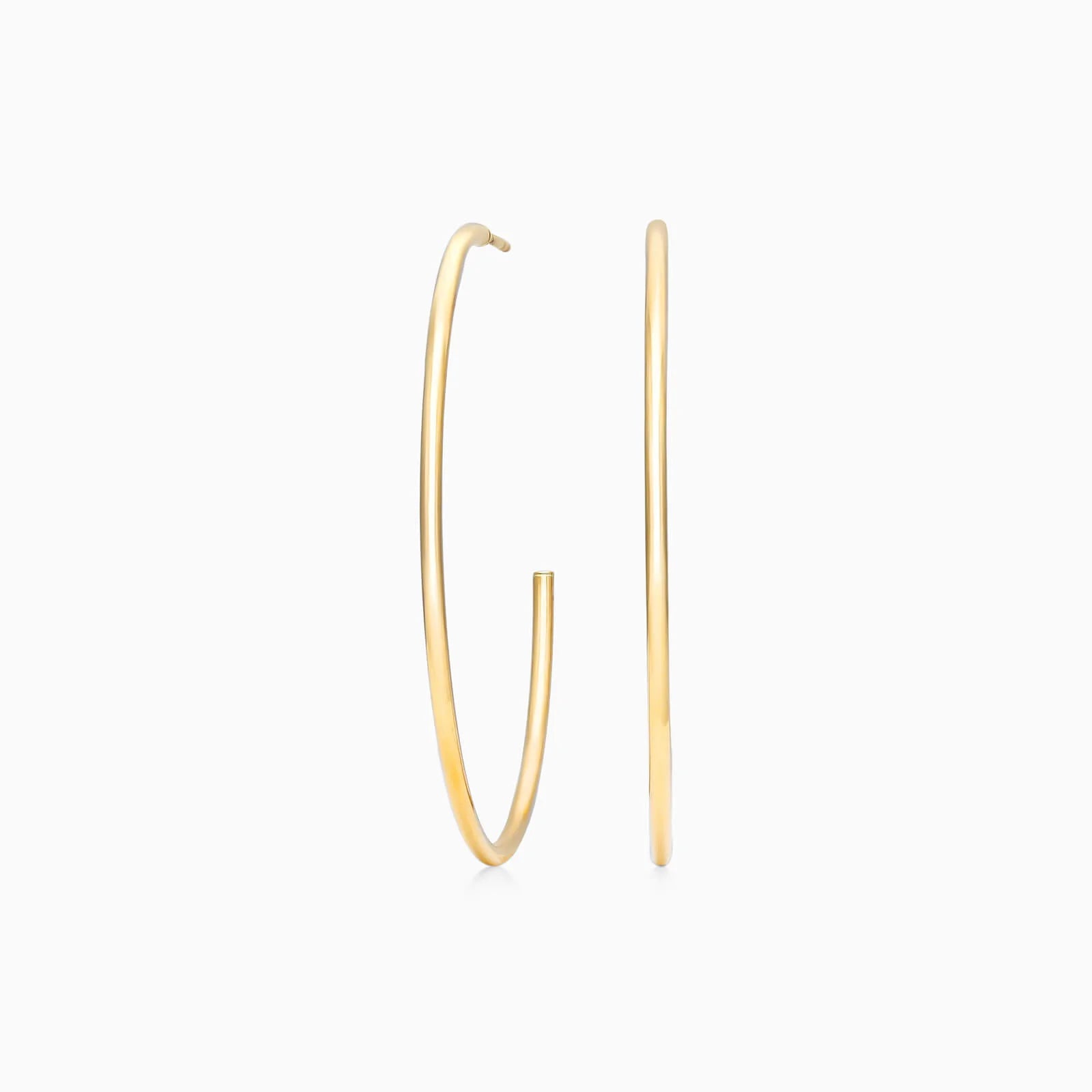 Brinco De Ouro Amarelo 18k Luxo Argola 1,5 Polegadas Aberta