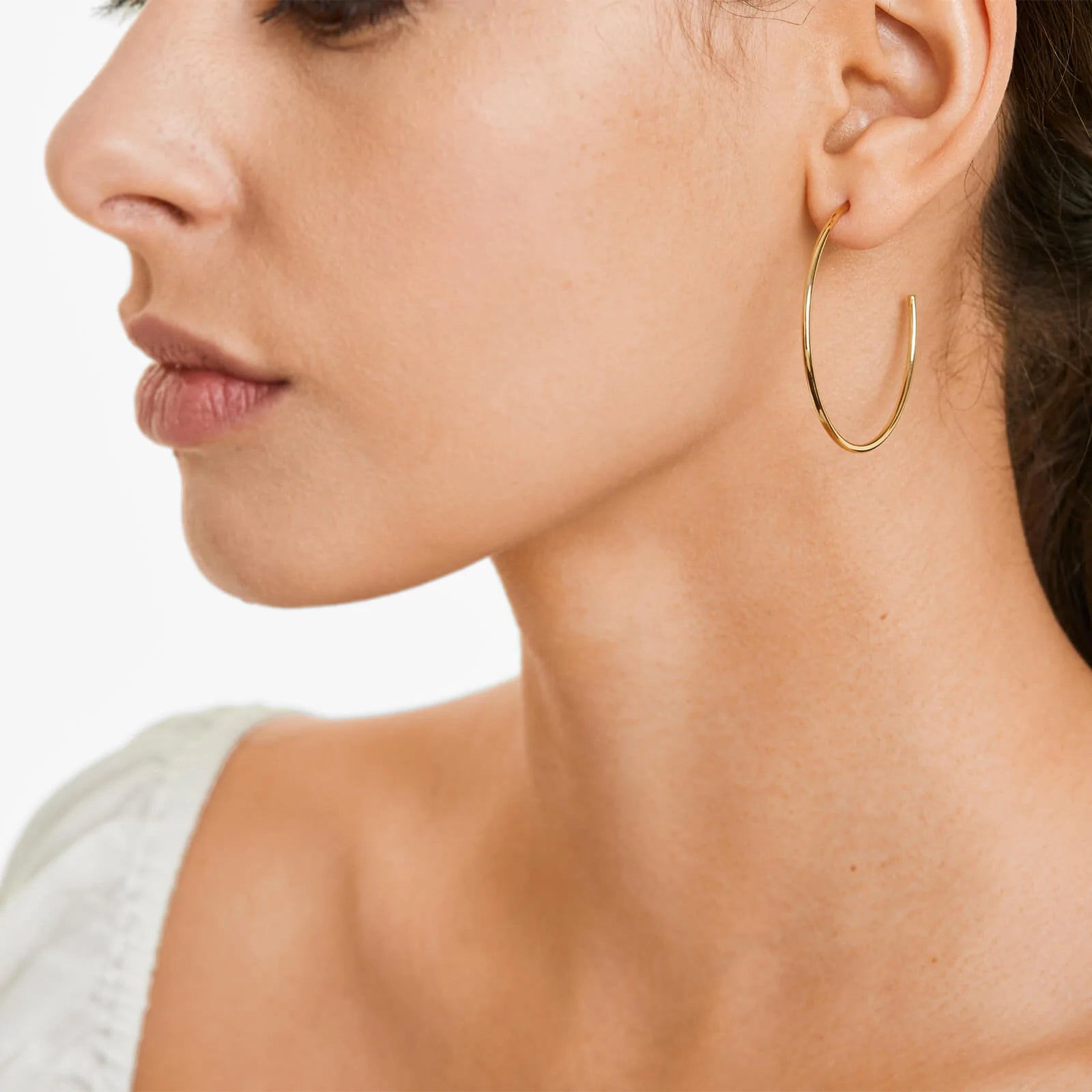 Brinco De Ouro Amarelo 18k Luxo Argola 1,5 Polegadas Aberta