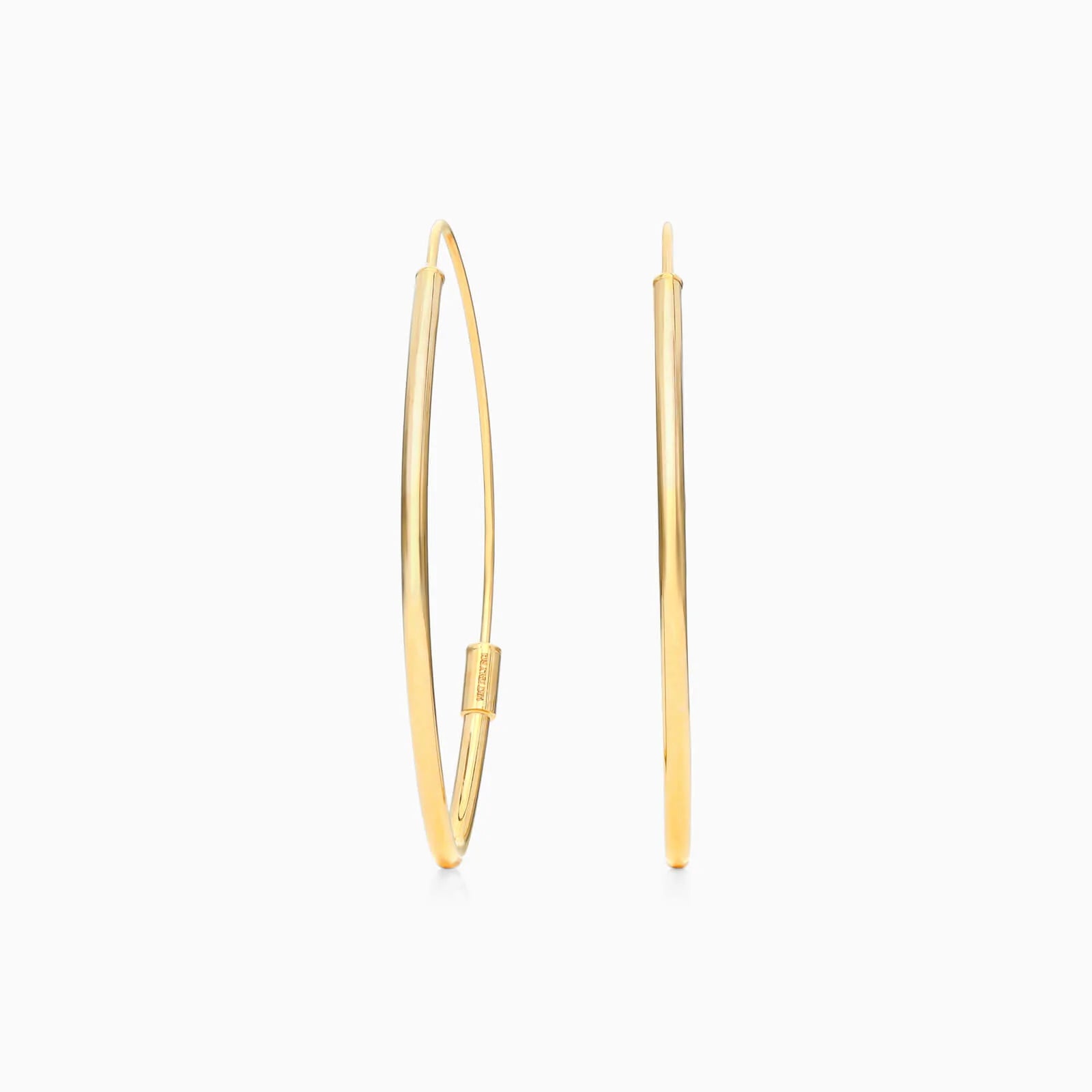 Brinco De Ouro Amarelo 18k Argola Hexagono com Ponta