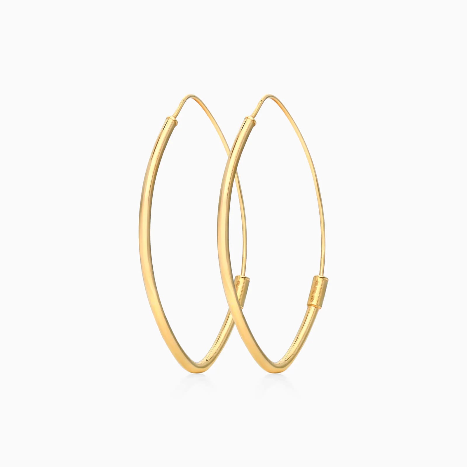 Brinco De Ouro Amarelo 18k Argola Hexagono com Ponta