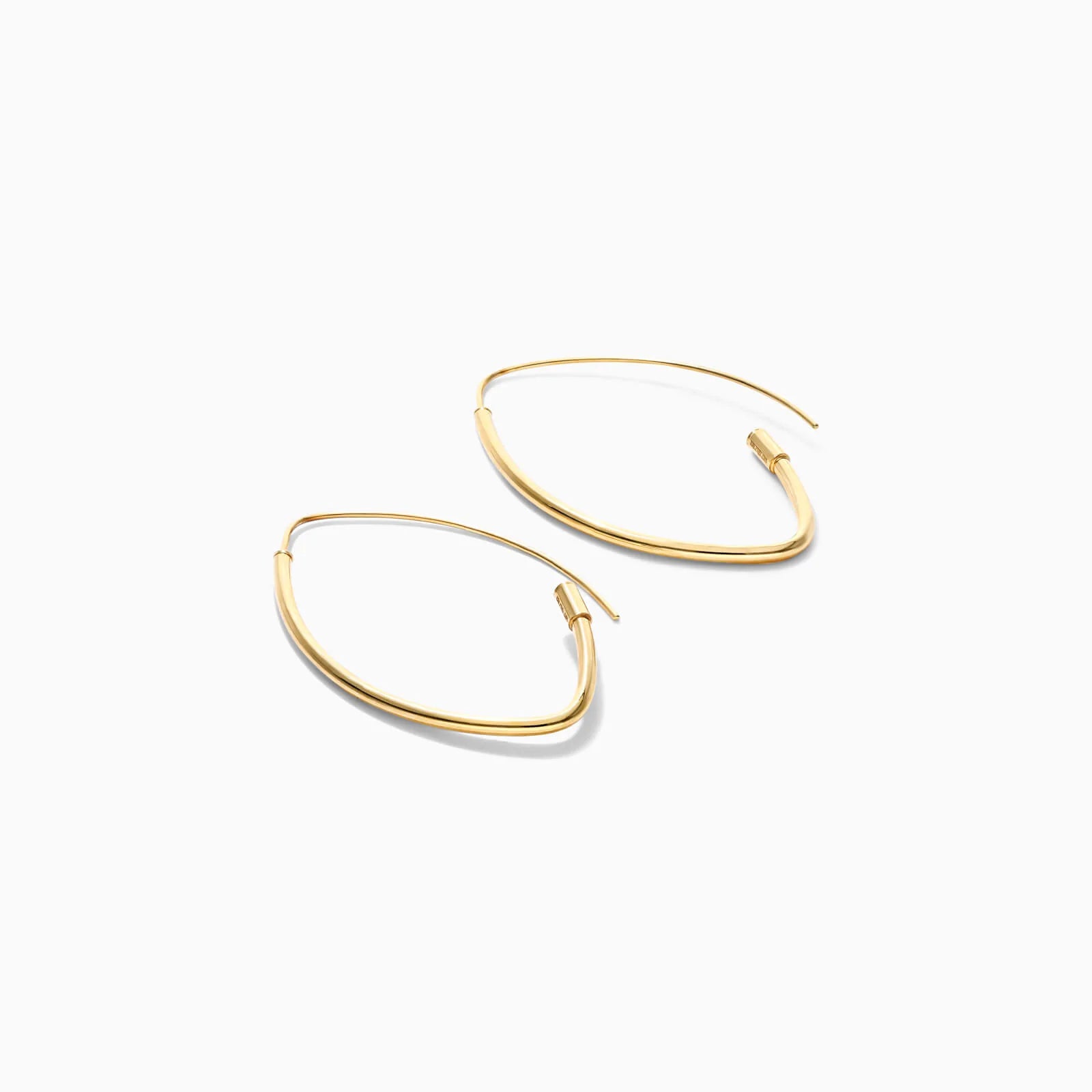 Brinco De Ouro Amarelo 18k Argola Hexagono com Ponta