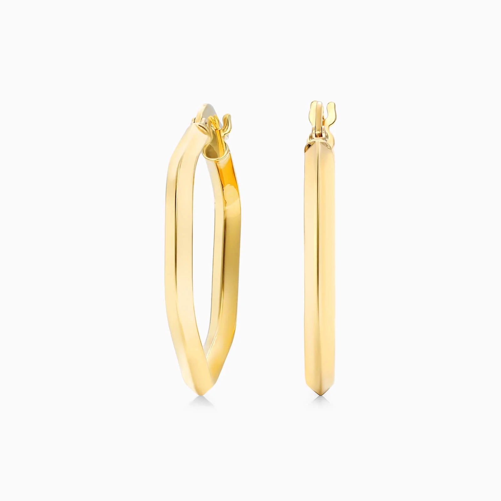 Brinco De Ouro Amarelo 18k Argola Eliptica De Luxo