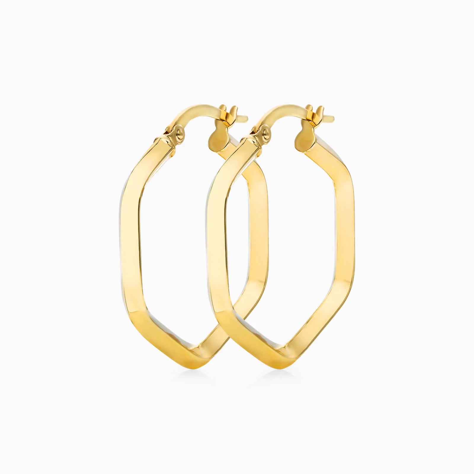 Brinco De Ouro Amarelo 18k Argola Eliptica De Luxo