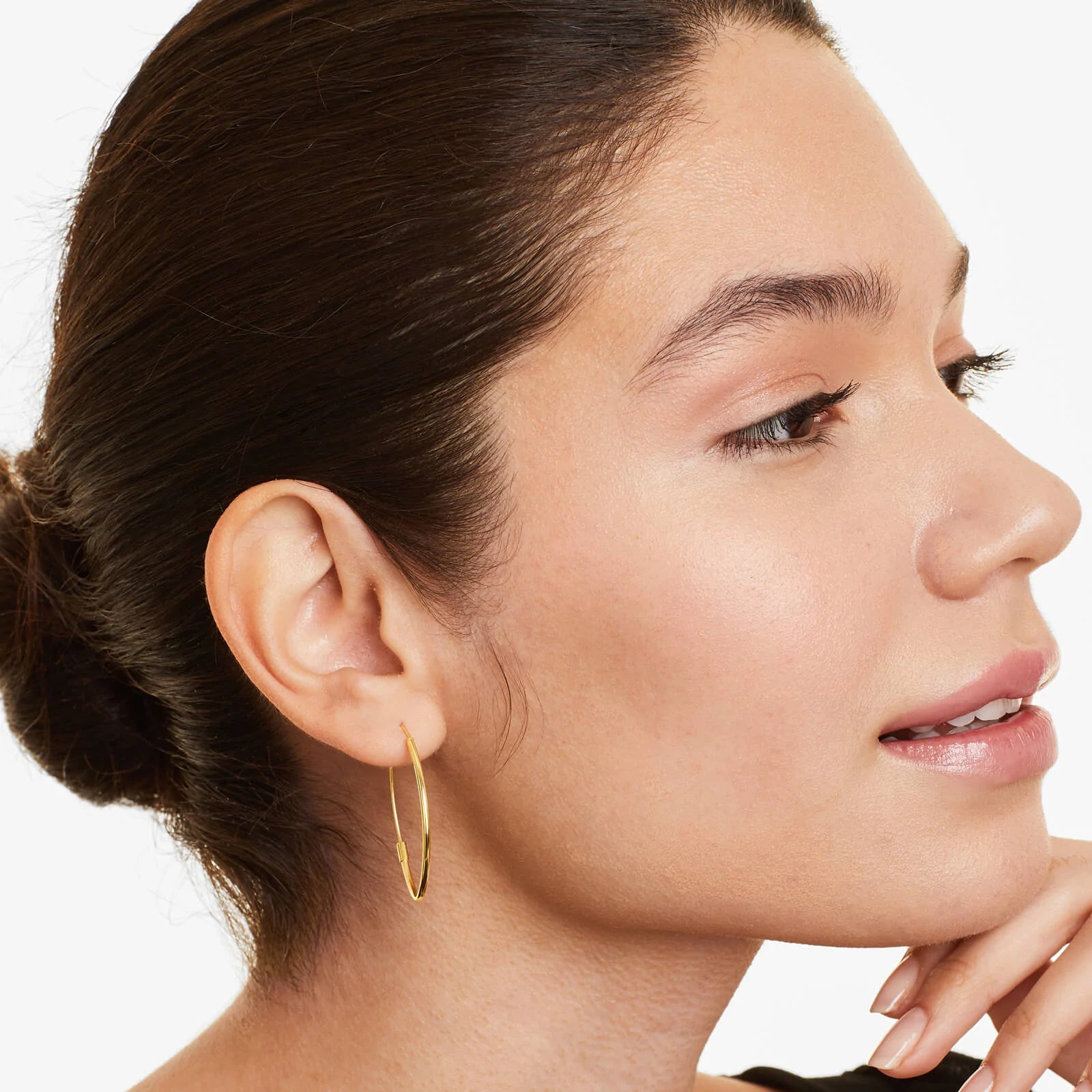Brinco De Ouro Amarelo 18k Argola Eliptica De Luxo