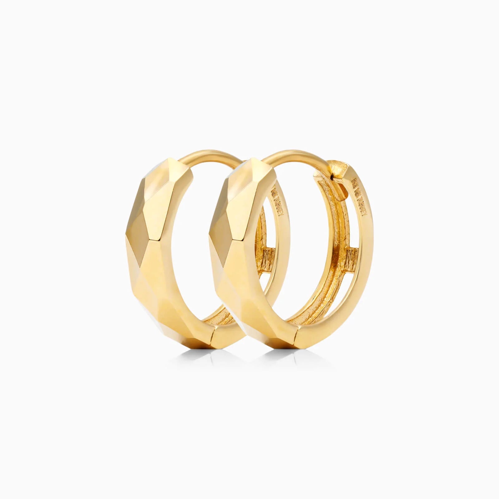 Brinco de Argola Facetados em Ouro 18k Amarelo de Luxo