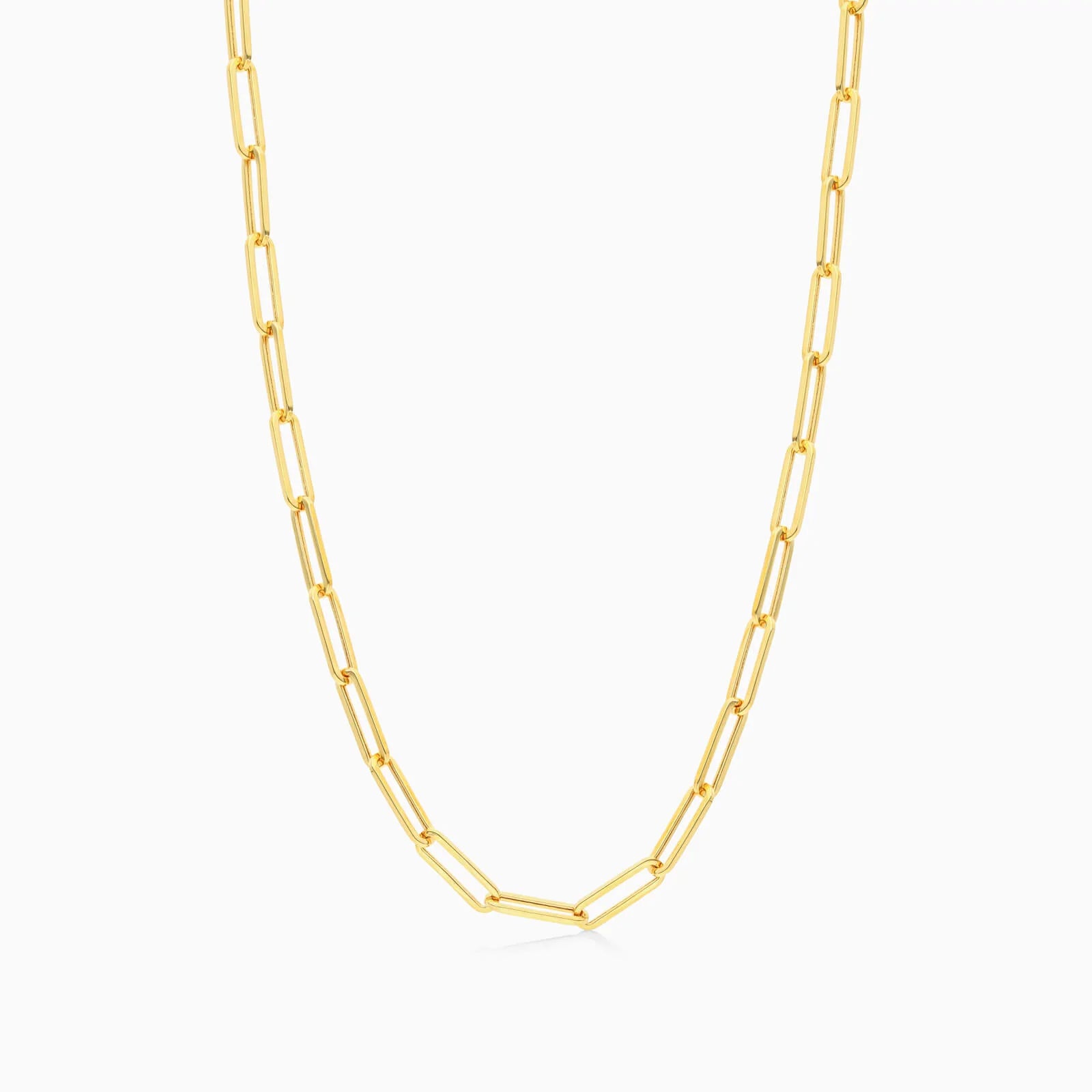 Corrente Feminina Elos De Clipes De Ouro Amarelo 18k De Luxo 3,9mm