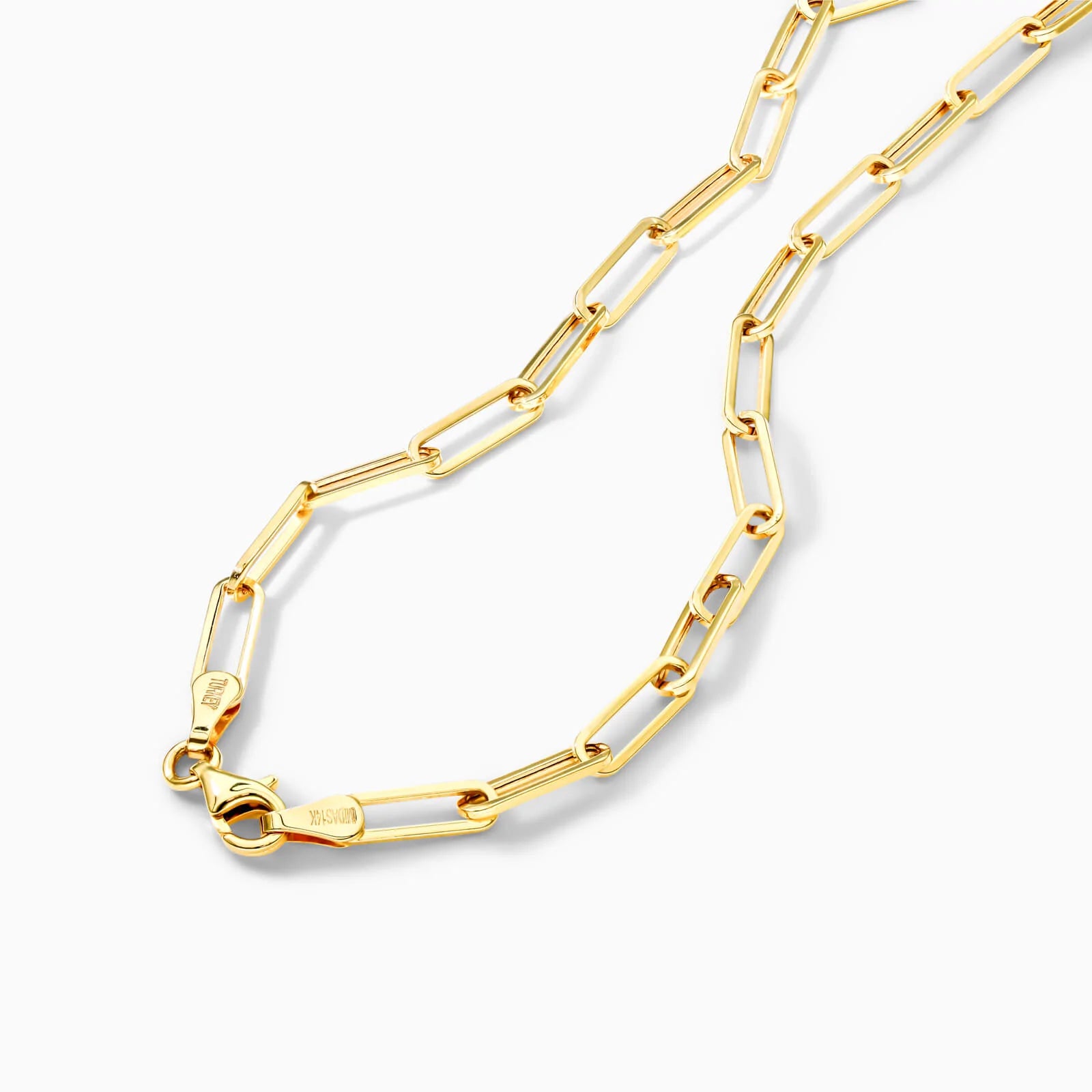 Corrente Feminina Elos De Clipes De Ouro Amarelo 18k De Luxo 3,9mm
