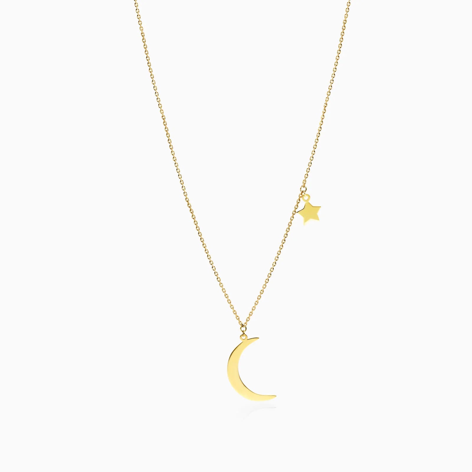 Corrente de Ouro Feminina 18k C/ Pingente Lua e Estrela