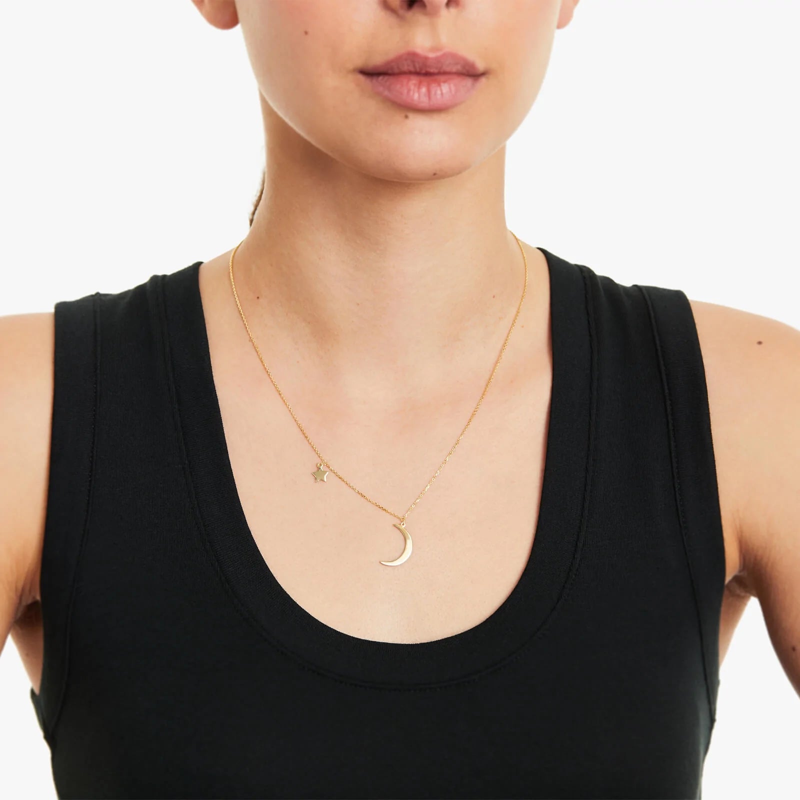 Corrente de Ouro Feminina 18k C/ Pingente Lua e Estrela