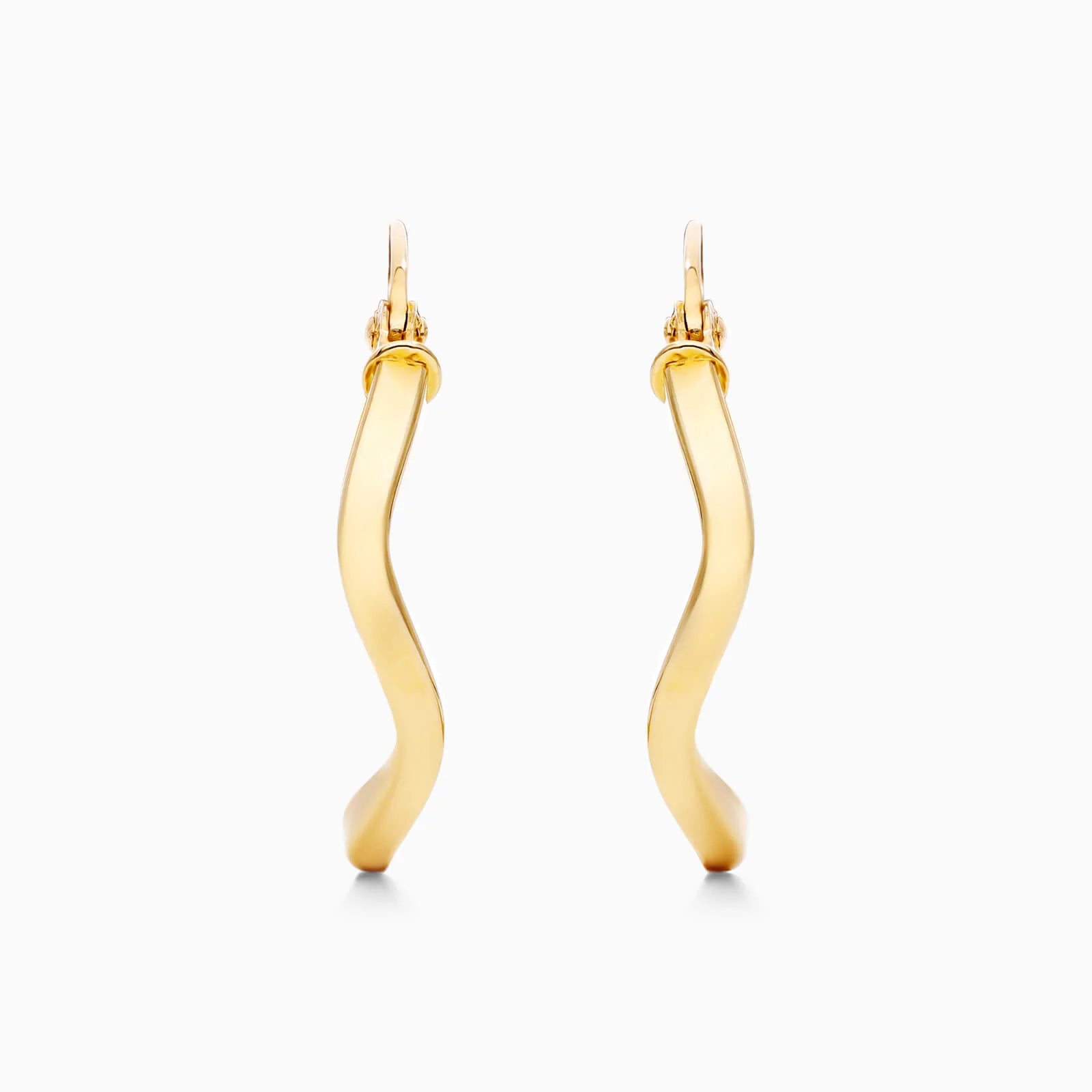 Brinco de Argola Ondulado em Ouro 18k Feminino Luxo