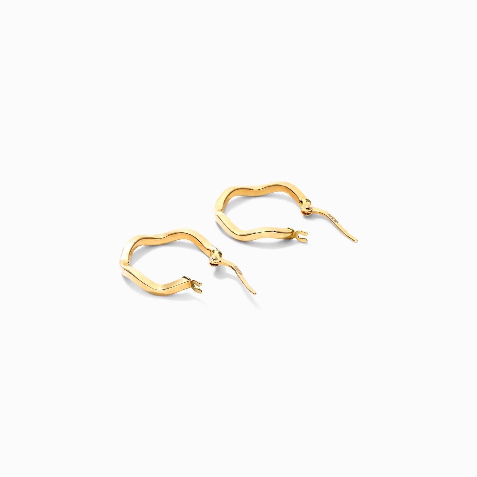 Brinco de Argola Ondulado em Ouro 18k Feminino Luxo
