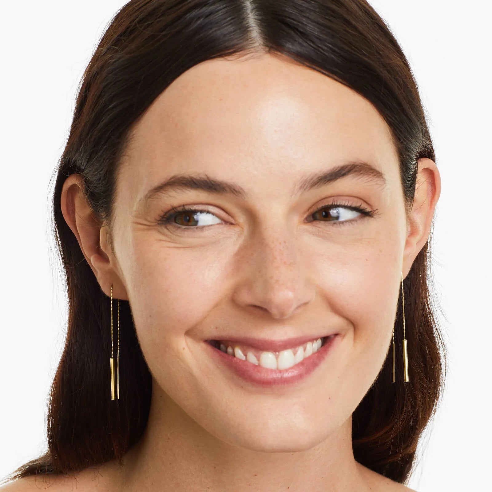 Brinco de Rosca em Barra de Ouro 18k Feminino Luxo