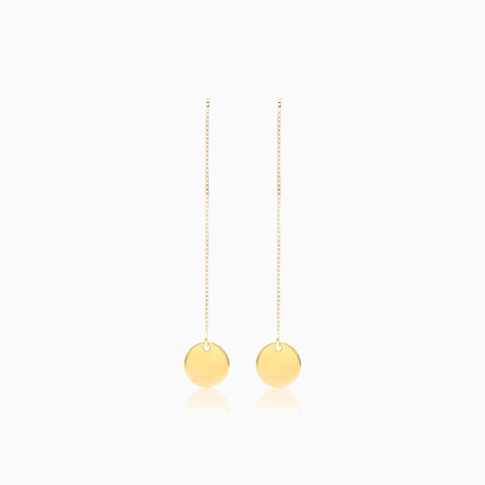 Brinco de Rosca em Disco de Ouro 18k Feminino Luxo