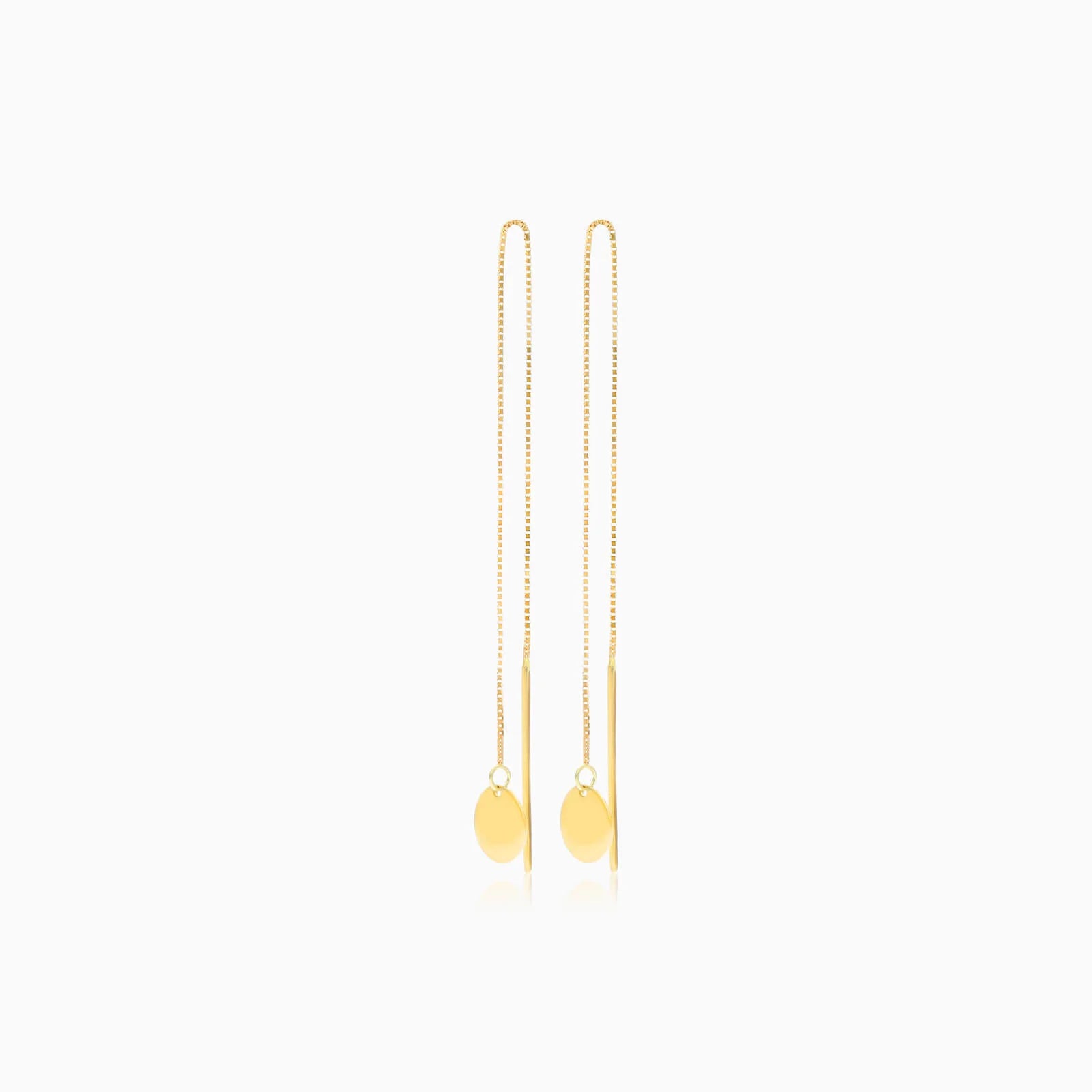 Brinco de Rosca em Disco de Ouro 18k Feminino Luxo