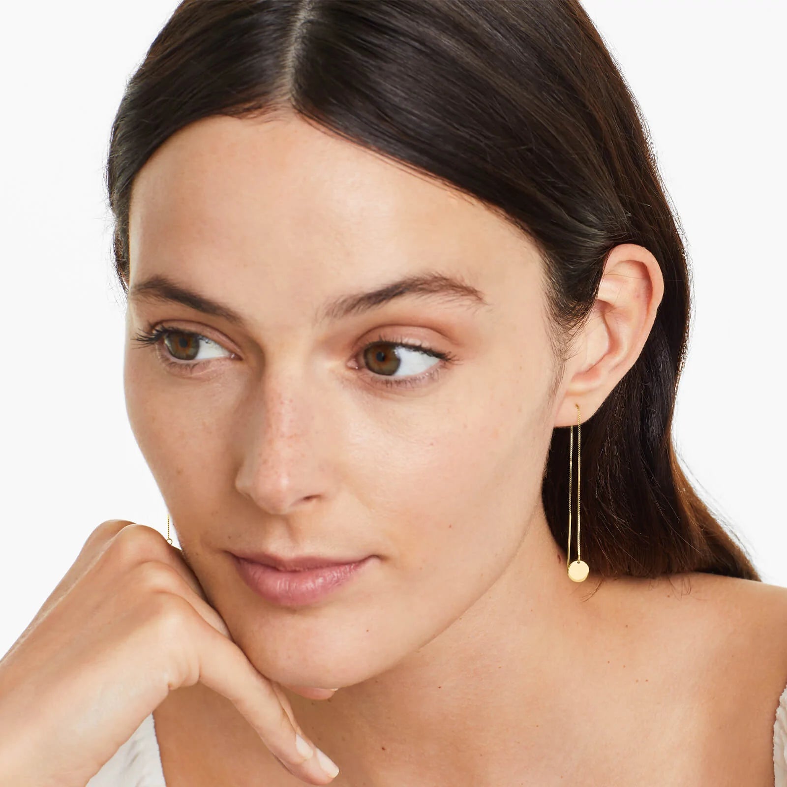 Brinco de Rosca em Disco de Ouro 18k Feminino Luxo