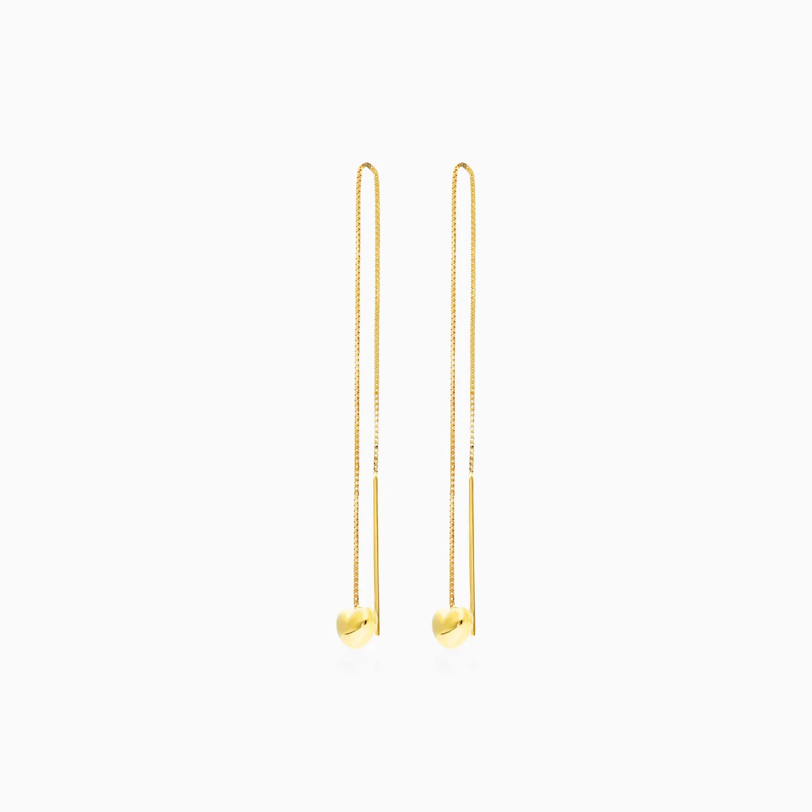 Brinco de Rosca Com Coraçao de Ouro 18k Feminino Luxo