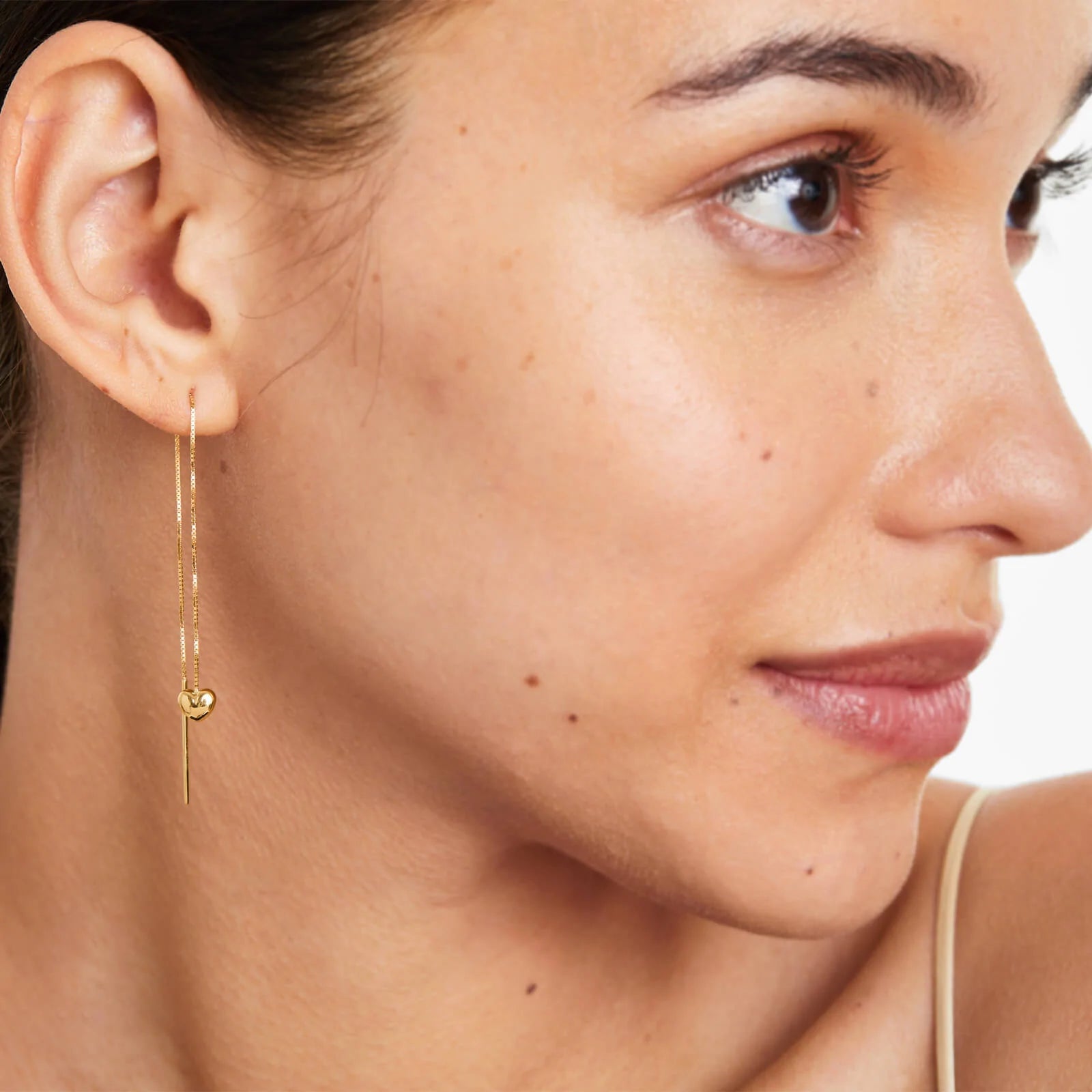 Brinco de Rosca Com Coraçao de Ouro 18k Feminino Luxo