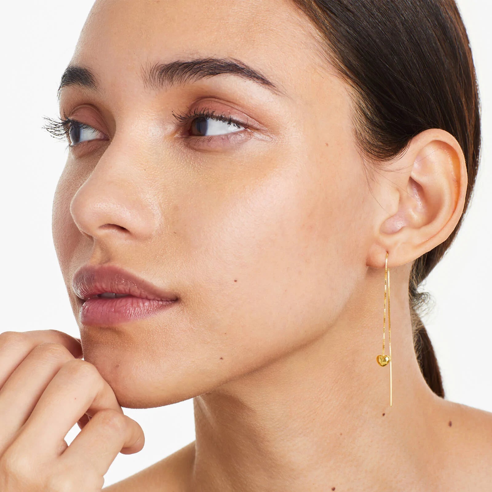 Brinco de Rosca Com Coraçao de Ouro 18k Feminino Luxo