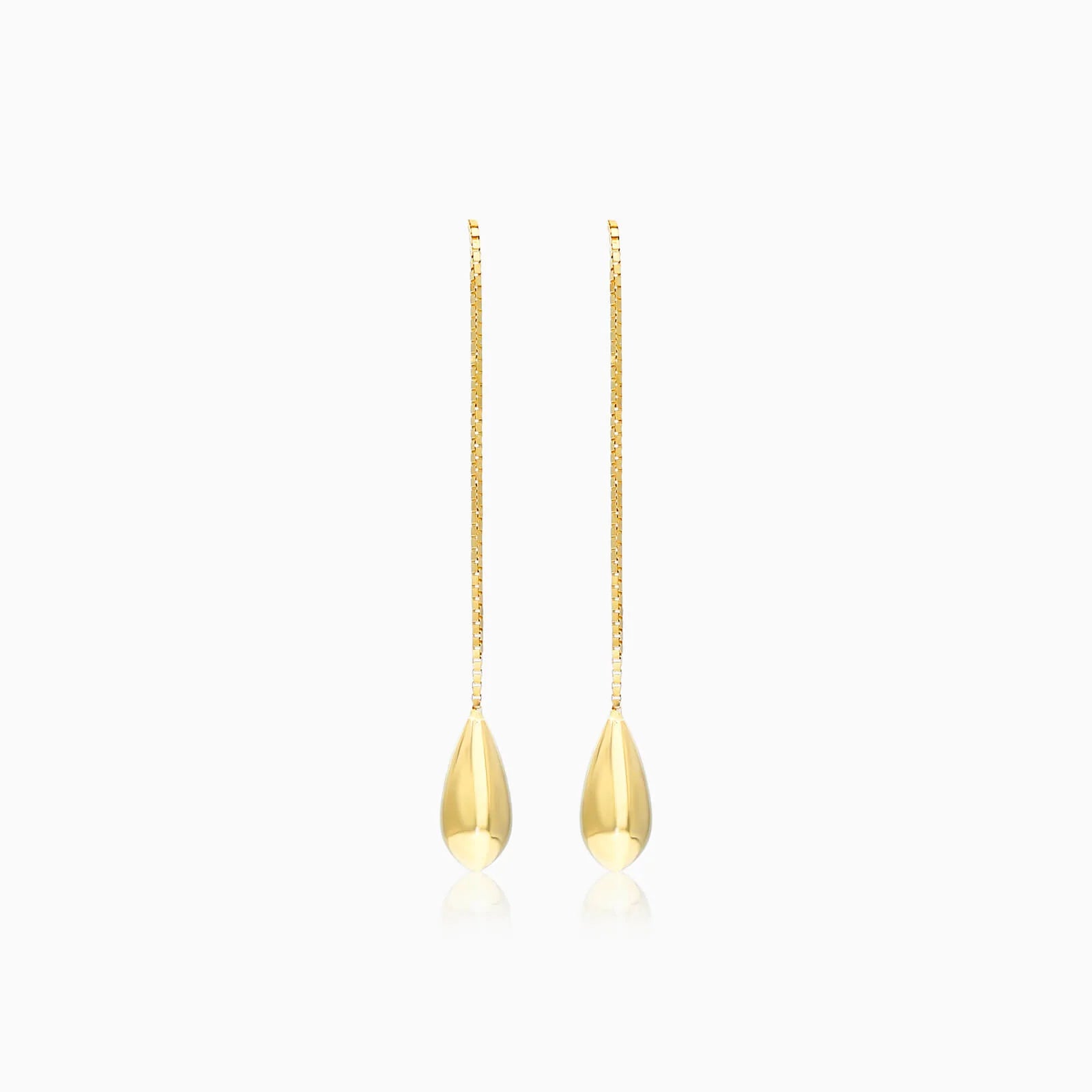Brinco de Rosca Com Lagrima de Ouro 18k Feminino Luxo