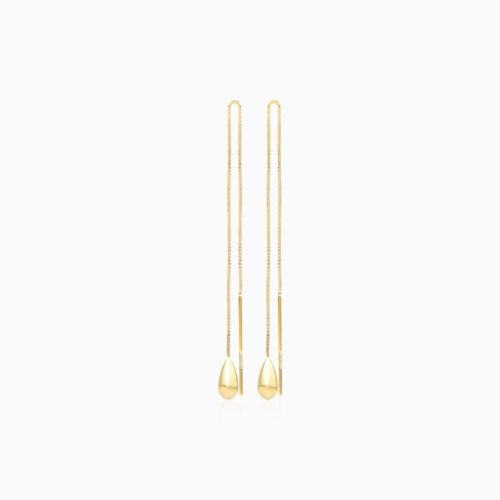 Brinco de Rosca Com Lagrima de Ouro 18k Feminino Luxo