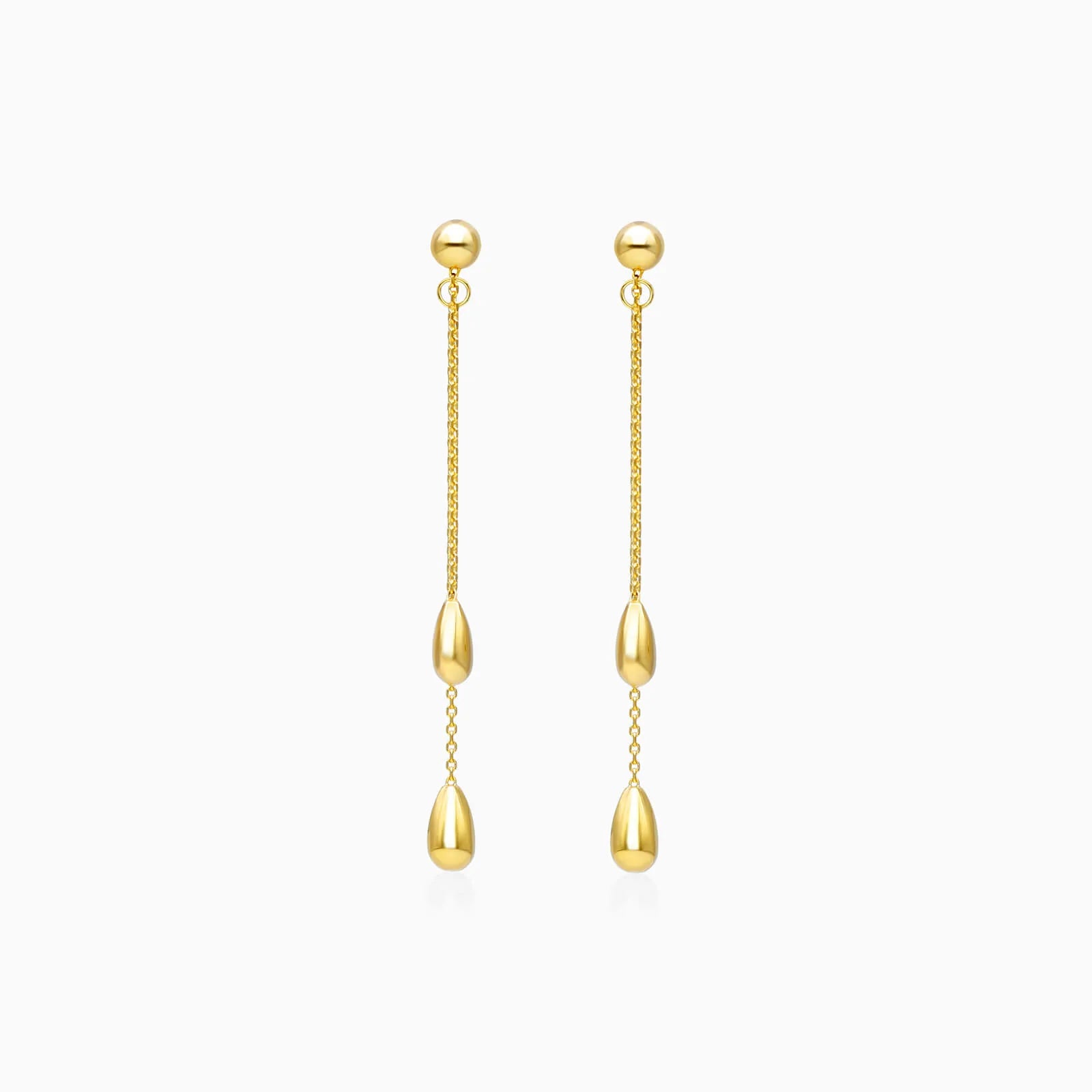 Brinco de Rosca Com Lagrimas de Ouro 18k Feminino Luxo