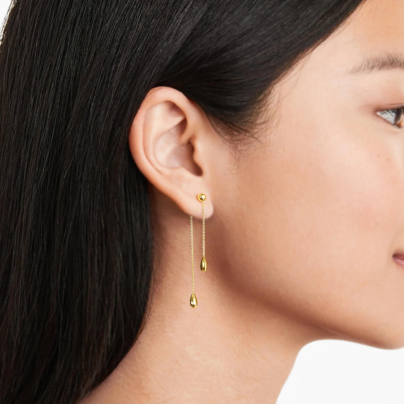 Brinco de Rosca Com Lagrimas de Ouro 18k Feminino Luxo
