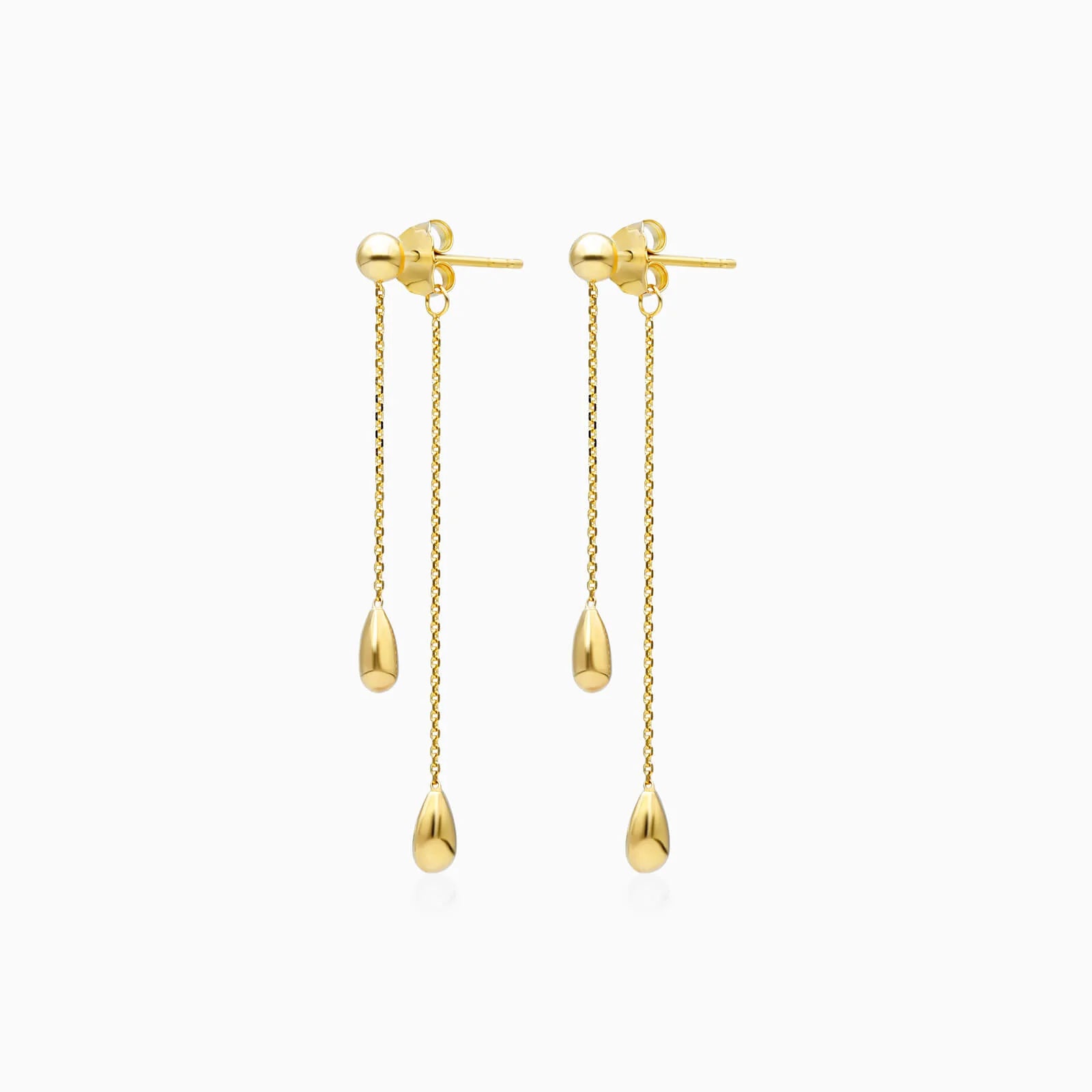 Brinco de Rosca Com Lagrimas de Ouro 18k Feminino Luxo