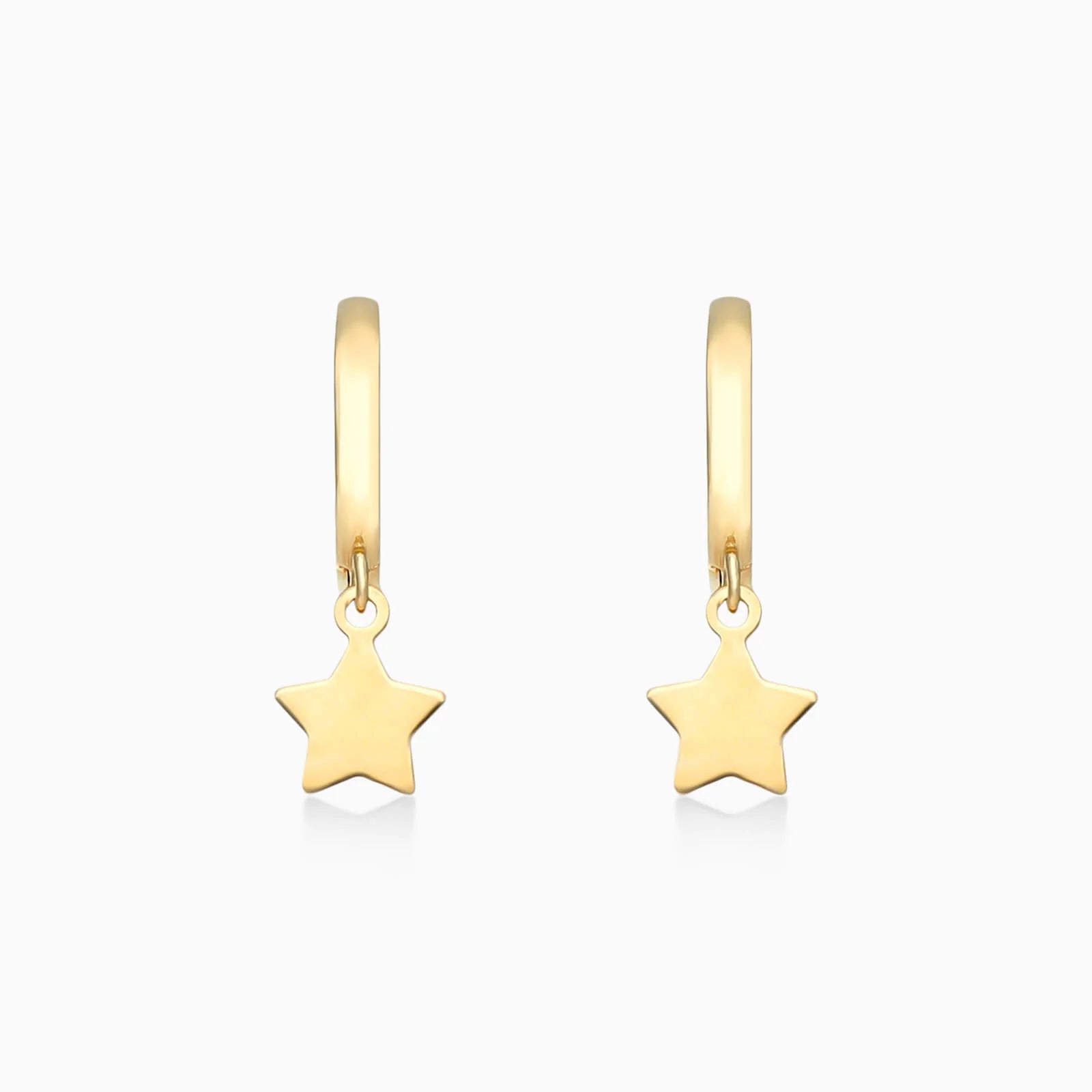 Brinco de Argola Com Estrela de Ouro 18k Feminino Luxo