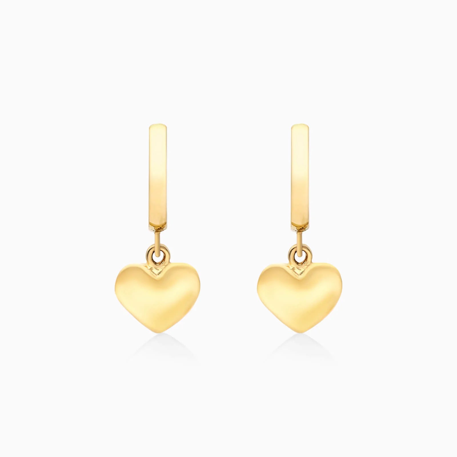 Brinco de Argola Com Coração de Ouro 18k Feminino Luxo