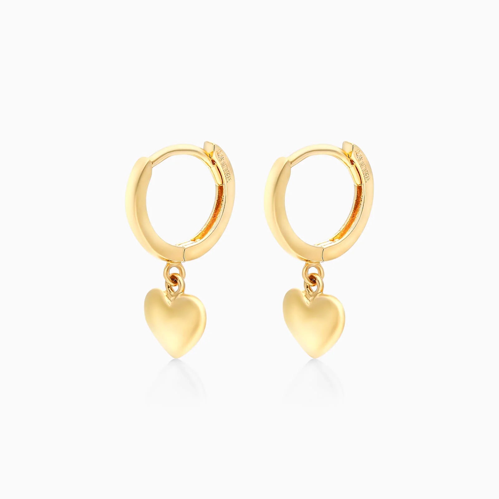 Brinco de Argola Com Coração de Ouro 18k Feminino Luxo