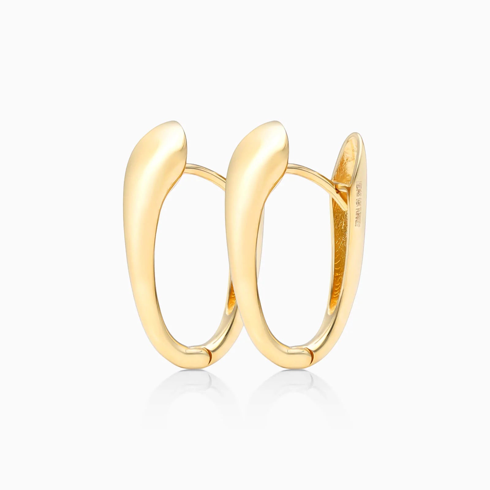 Brinco de Argola Ovais Cônicos de Ouro 18k Feminino Luxo