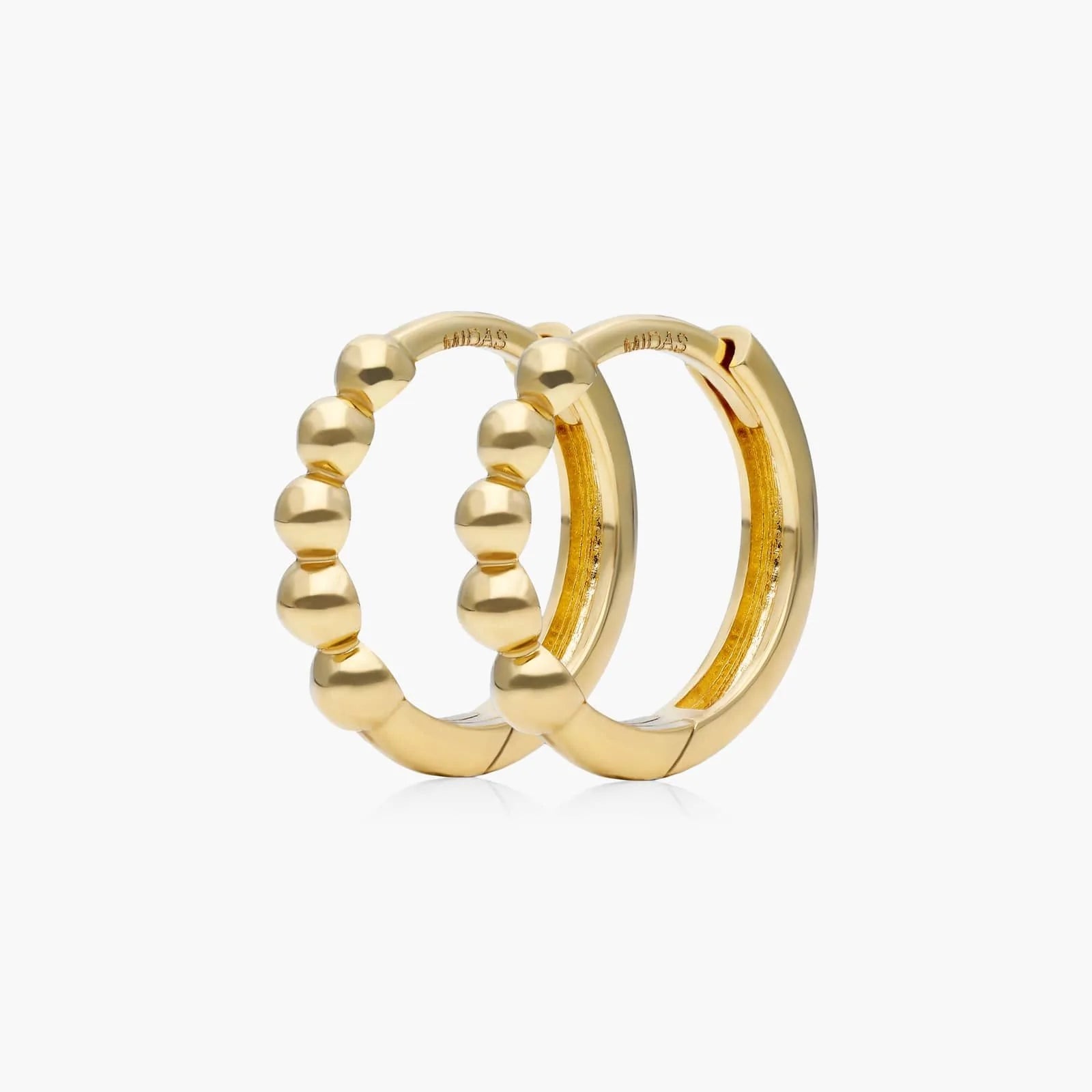 Brinco de Argola Huggie Com Contas em Ouro 18k Feminino