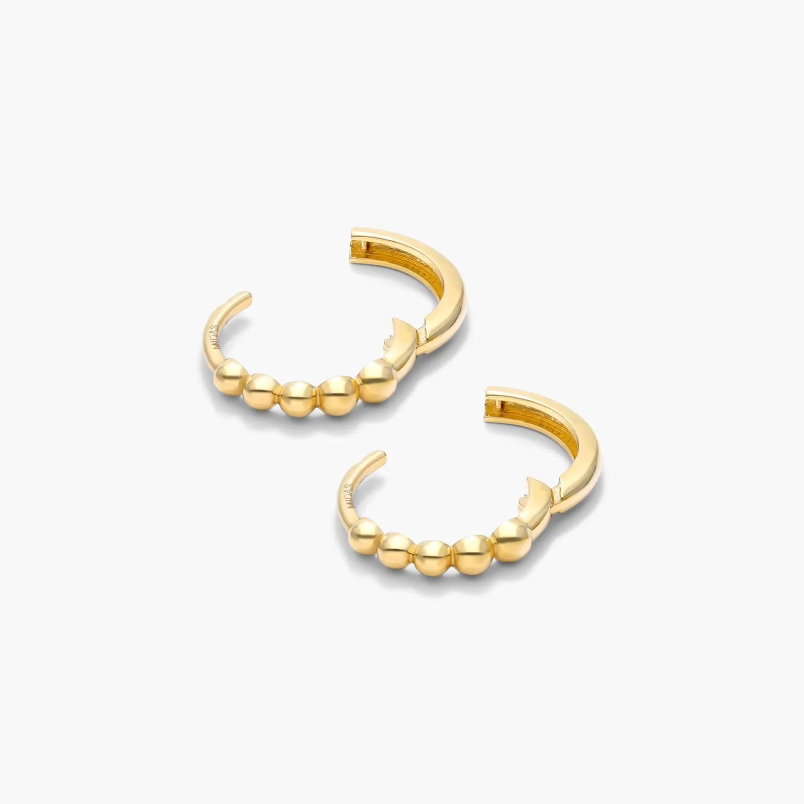 Brinco de Argola Huggie Com Contas em Ouro 18k Feminino