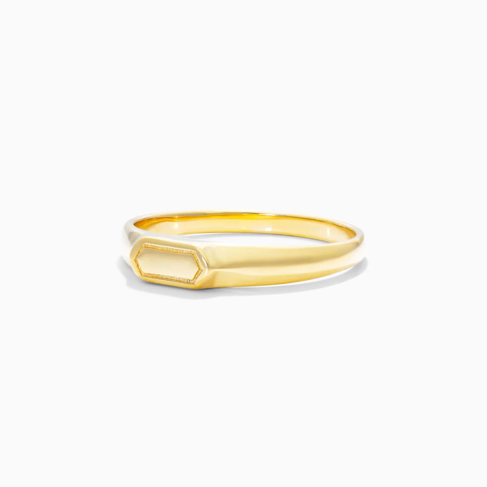 Anel Sinete De Ouro 18k Amarelo De Luxo Hexagono