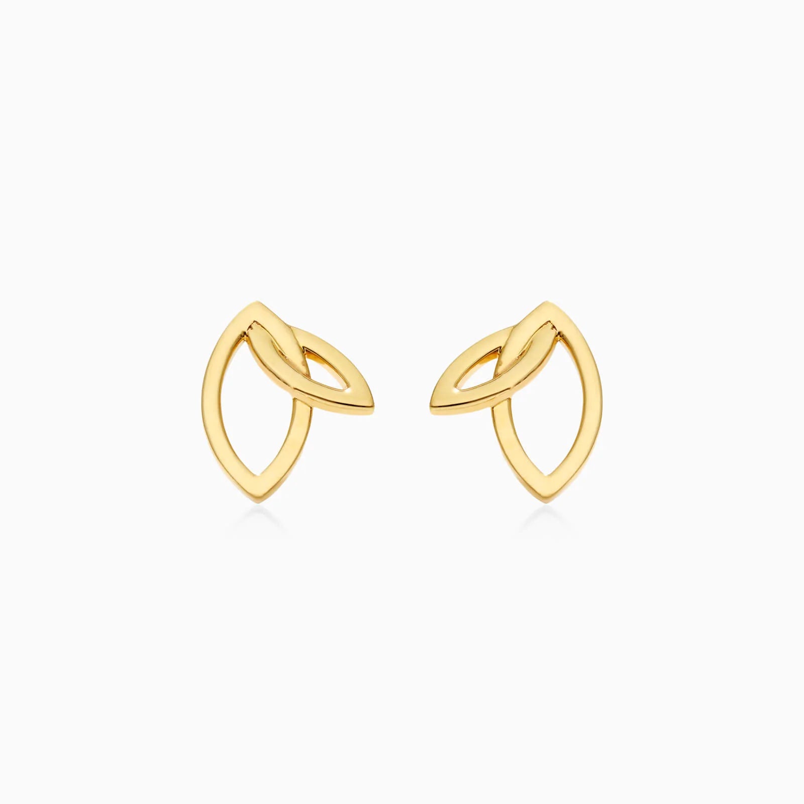 Brinco Folhas Dupla de Ouro 18k de Luxo